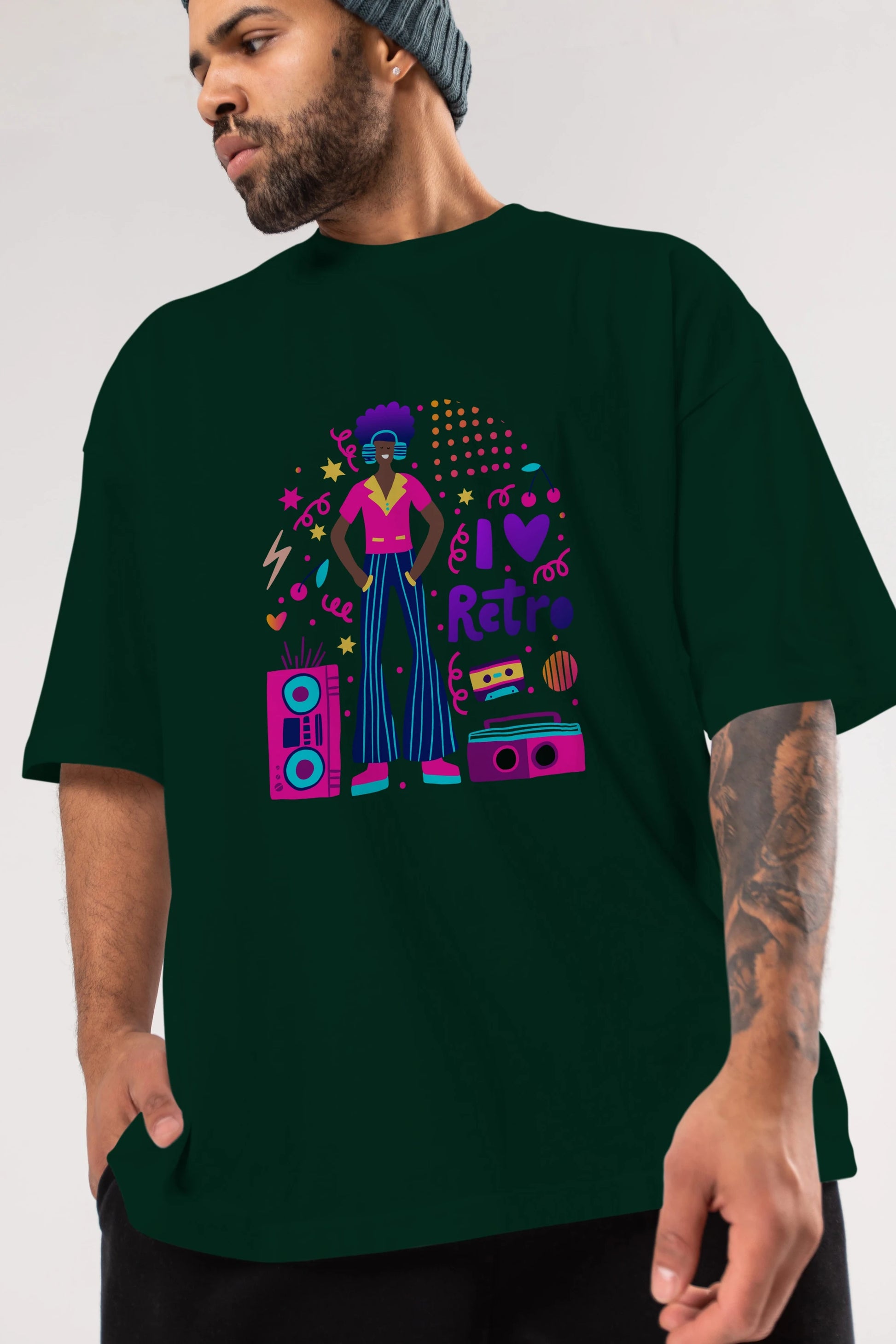 Retro Boy Party Ön Baskılı Oversize t-shirt Erkek Kadın Unisex
