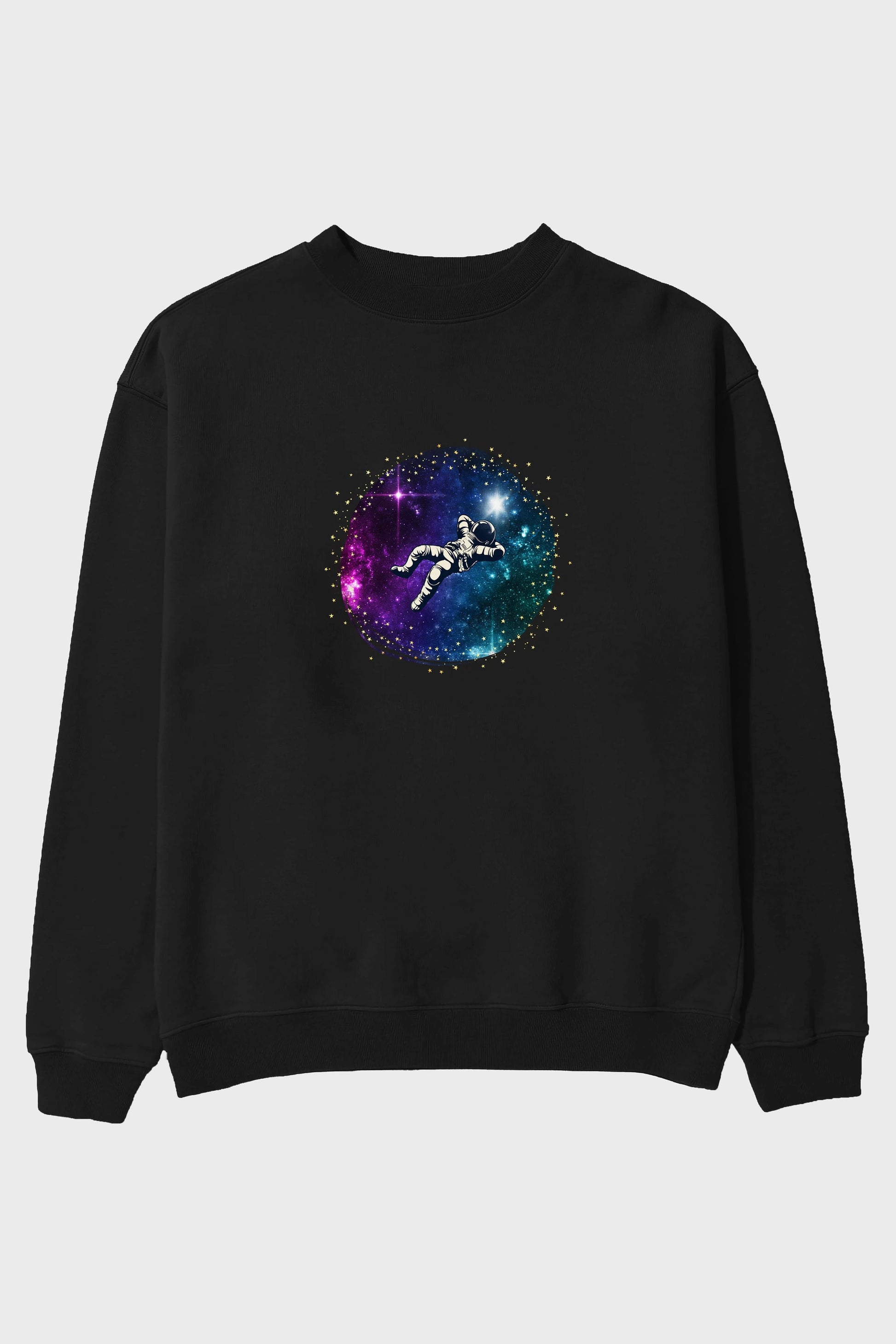 Astronaut in the Galaxy Ön Baskılı Oversize Sweatshirt Erkek Kadın Unisex