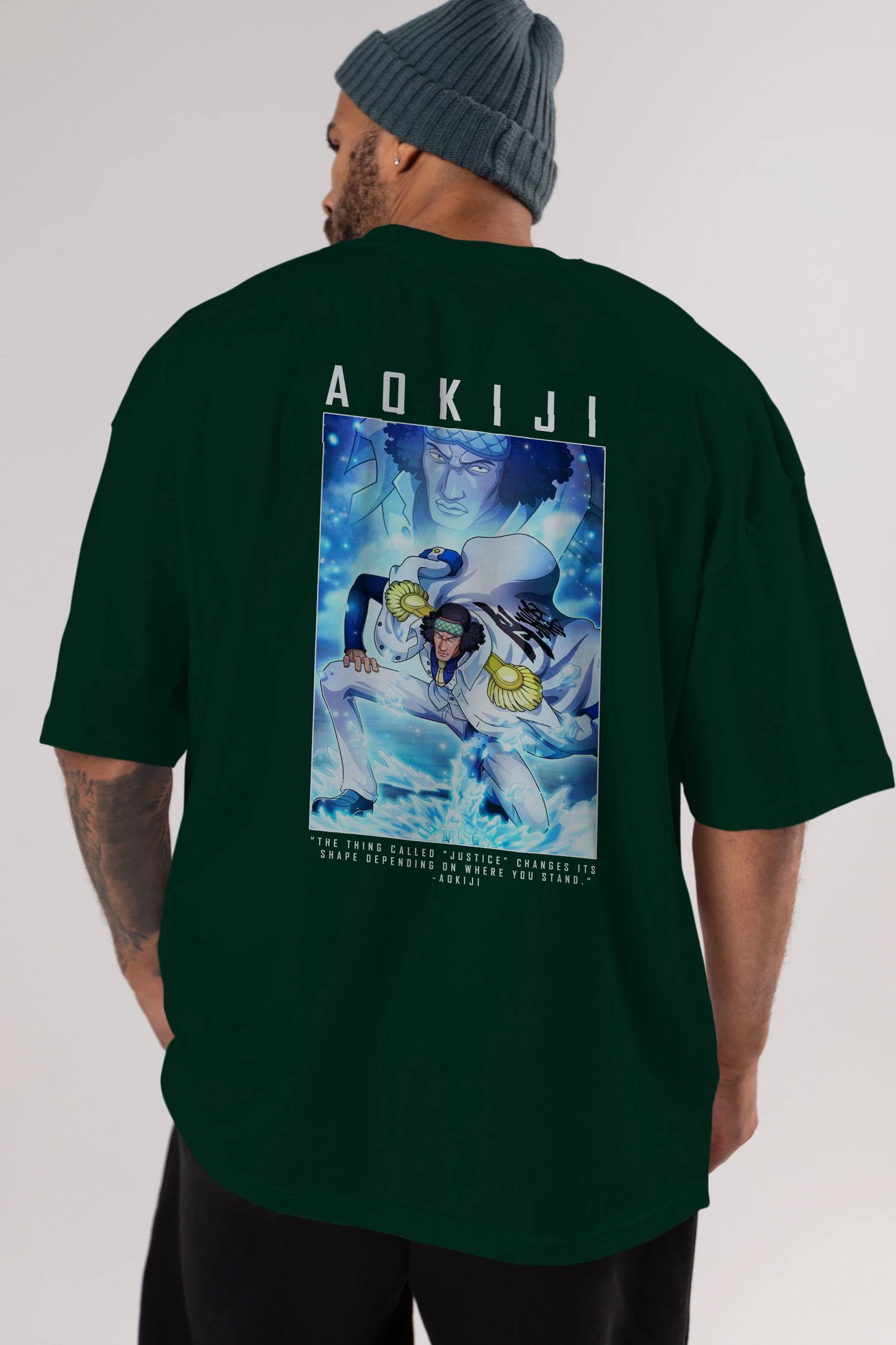 Kuzan Anime Arka Baskılı Oversize t-shirt Erkek Kadın Unisex %100 pamuk tişort