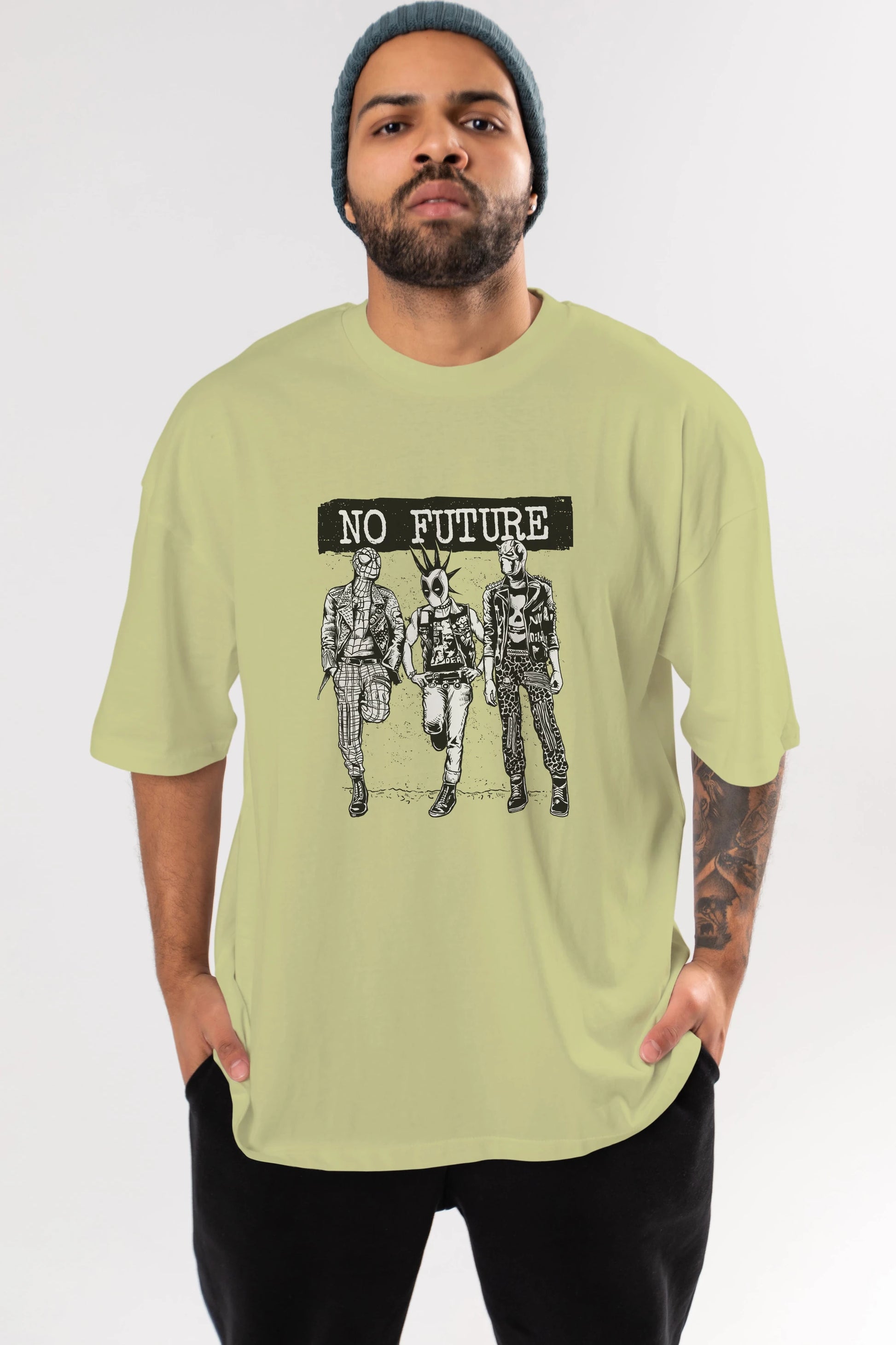 No Future Ön Baskılı Oversize t-shirt Erkek Kadın Unisex %100 Pamuk tişort