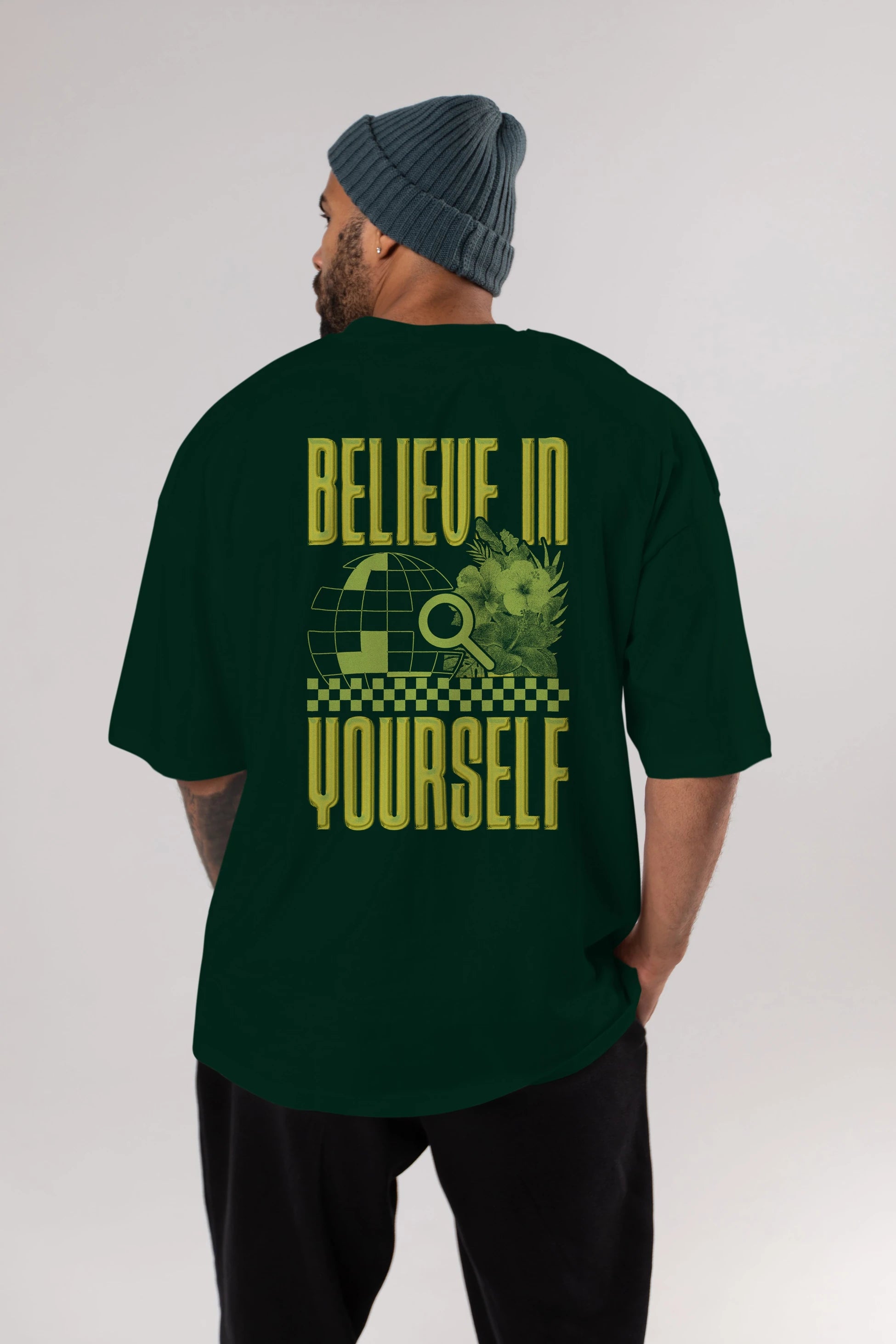 Believe in Yourself Yellow Arka Baskılı Oversize t-shirt Erkek Kadın Unisex