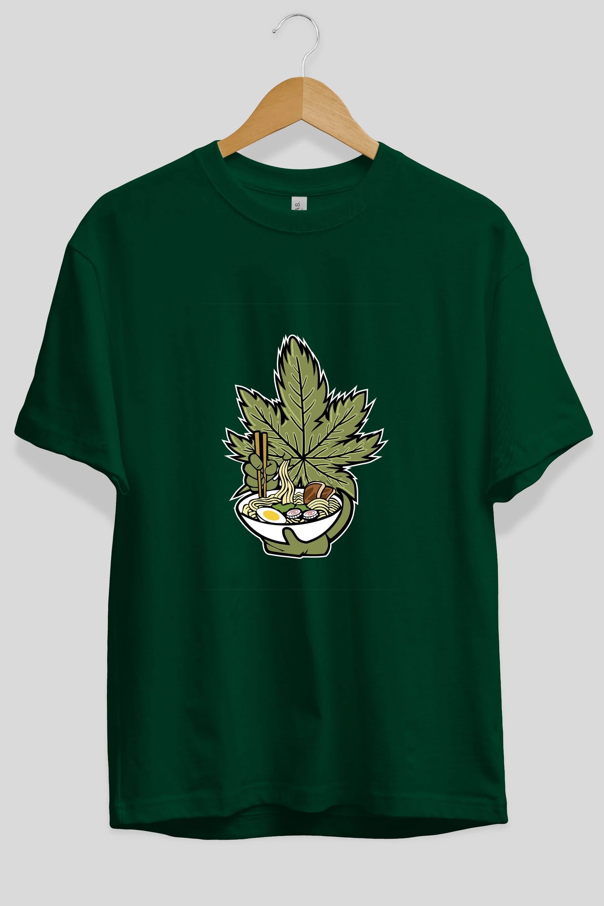 Weed Ramen Ön Baskılı Oversize t-shirt Erkek Kadın Unisex %100 Pamuk tişort