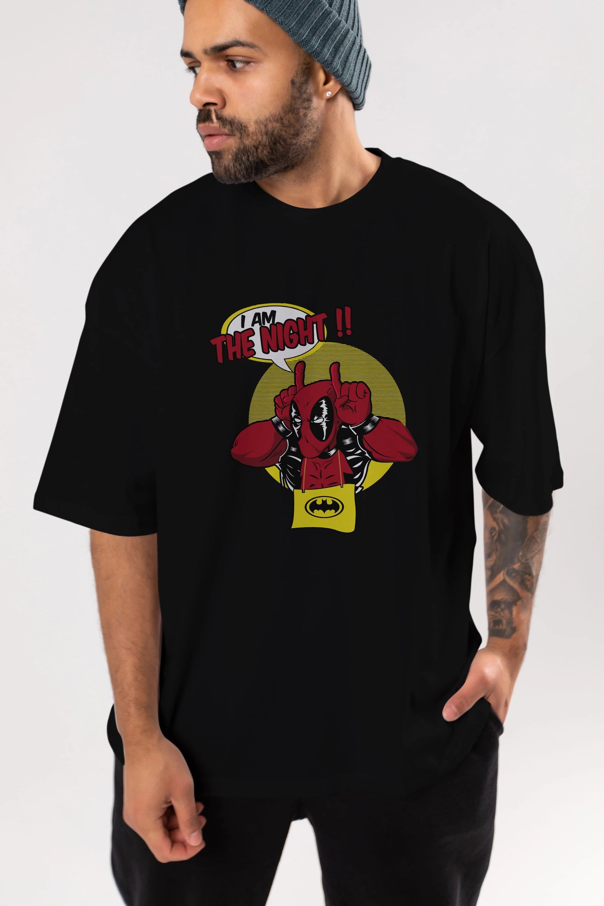 Deadpool (1) Ön Baskılı Oversize t-shirt Erkek Kadın Unisex %100 Pamuk Bisiklet Yaka tişort