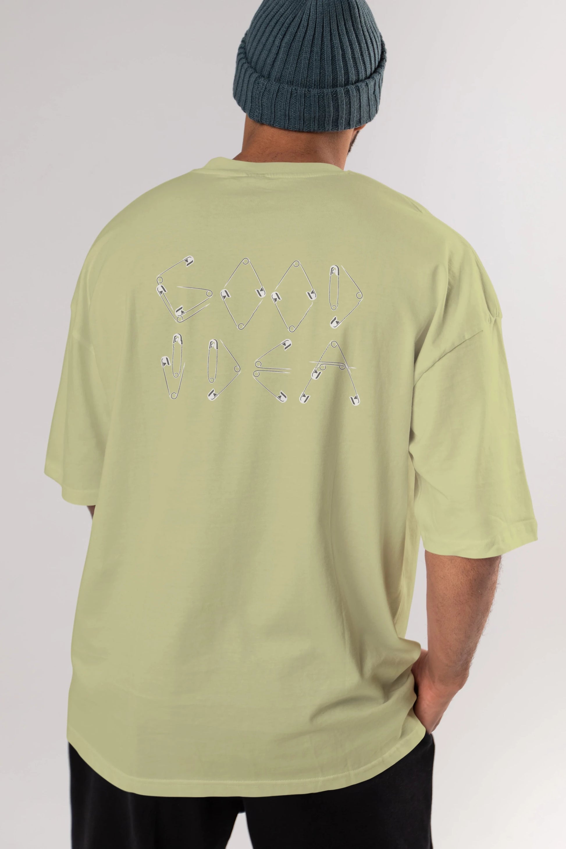 Good Idea Arka Baskılı Oversize t-shirt %100 pamuk Erkek Kadın Unisex