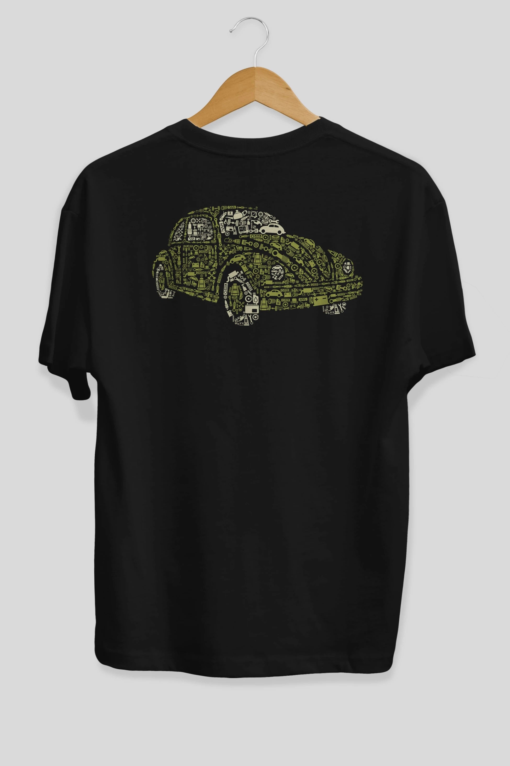 Beetle Arka Baskılı Oversize t-shirt %100 pamuk Erkek Kadın Unisex