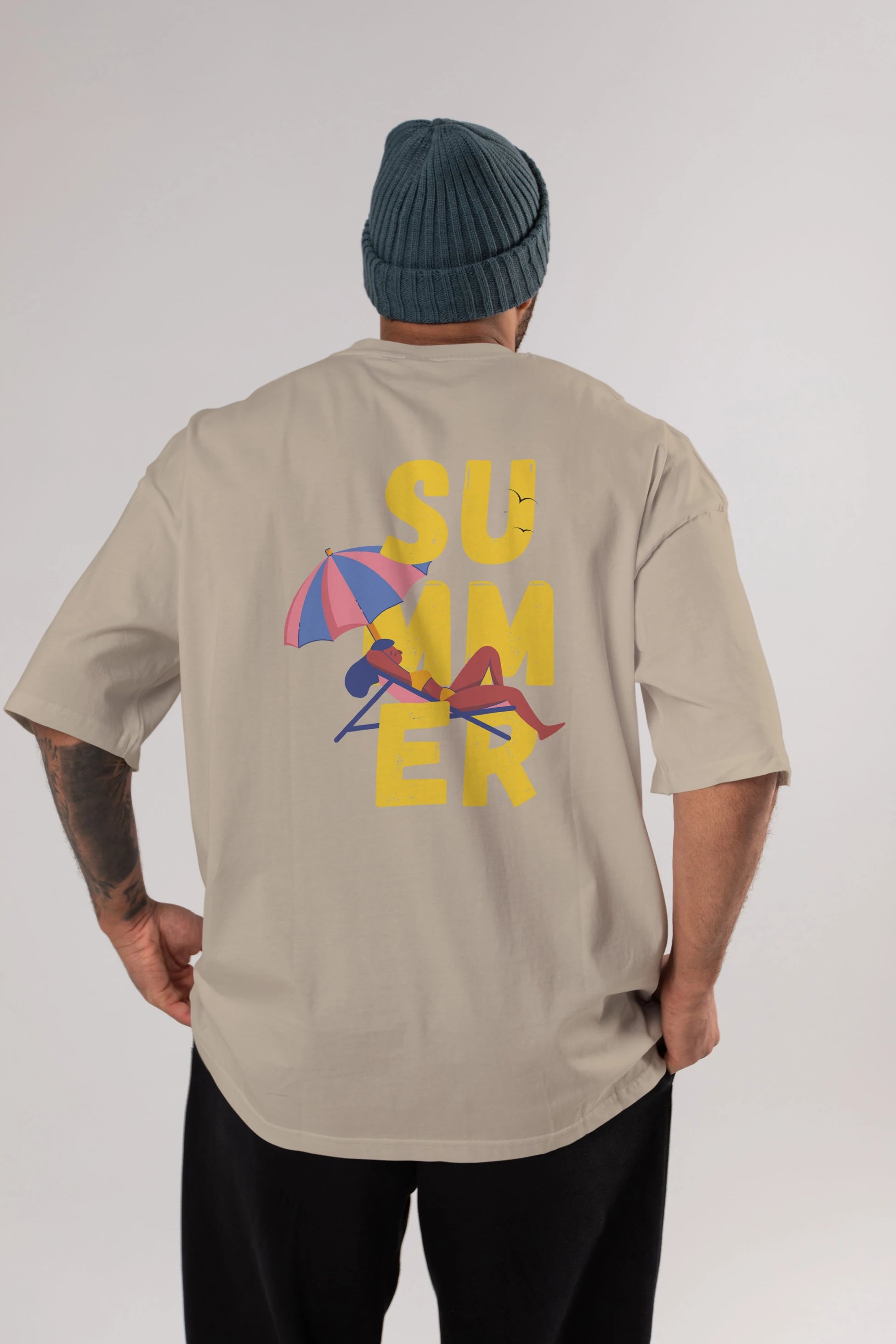 Summer Yazılı Arka Baskılı Oversize t-shirt Erkek Kadın Unisex
