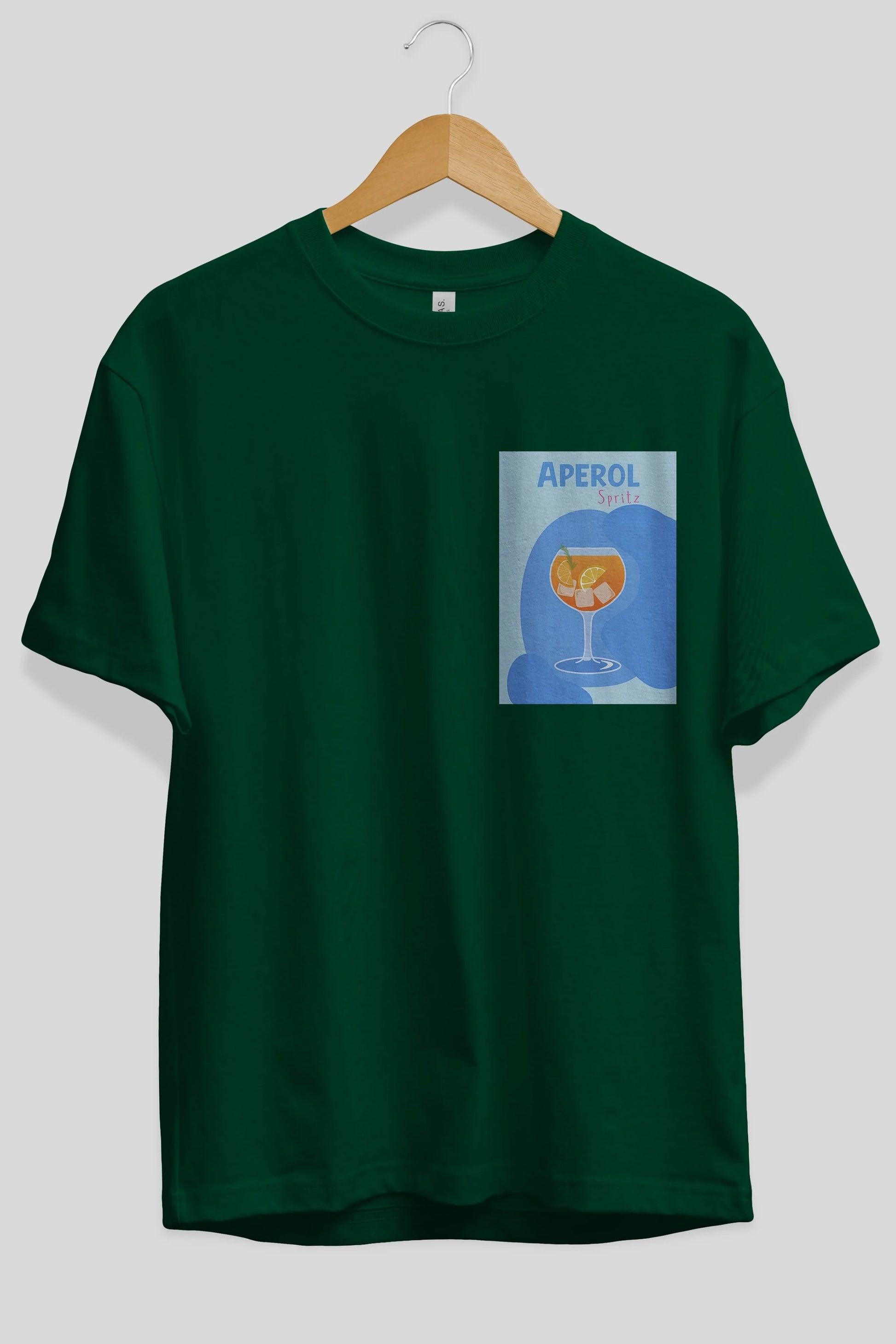Aperol Spritz 10 Ön Sol Baskılı Oversize t-shirt Erkek Kadın Unisex %100 Pamuk Bisiklet Yaka tişort