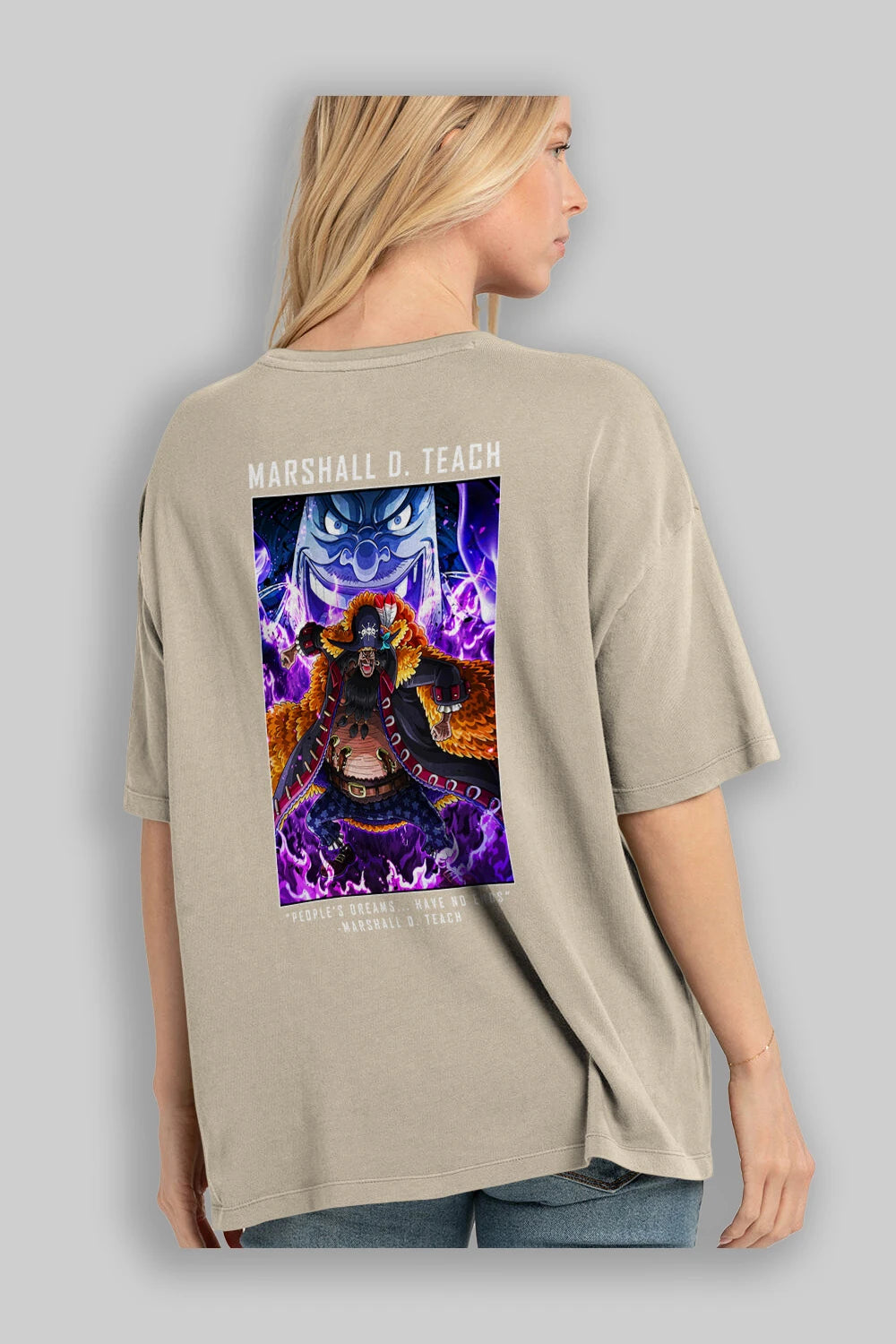 Blackbeard Anime Arka Baskılı Oversize t-shirt Erkek Kadın Unisex %100 pamuk tişort