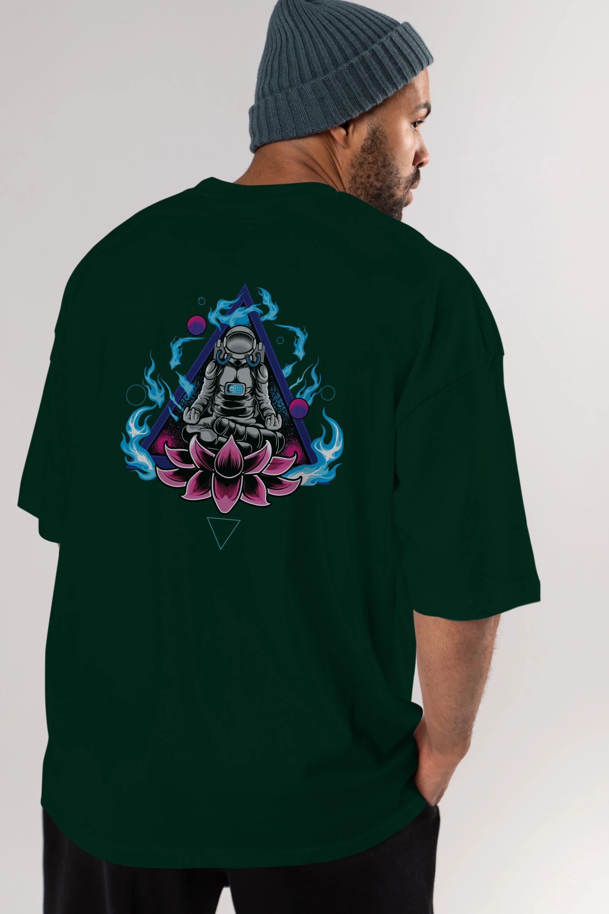 Astronaut Meditation (2) Arka Baskılı Oversize t-shirt Erkek Kadın Unisex
