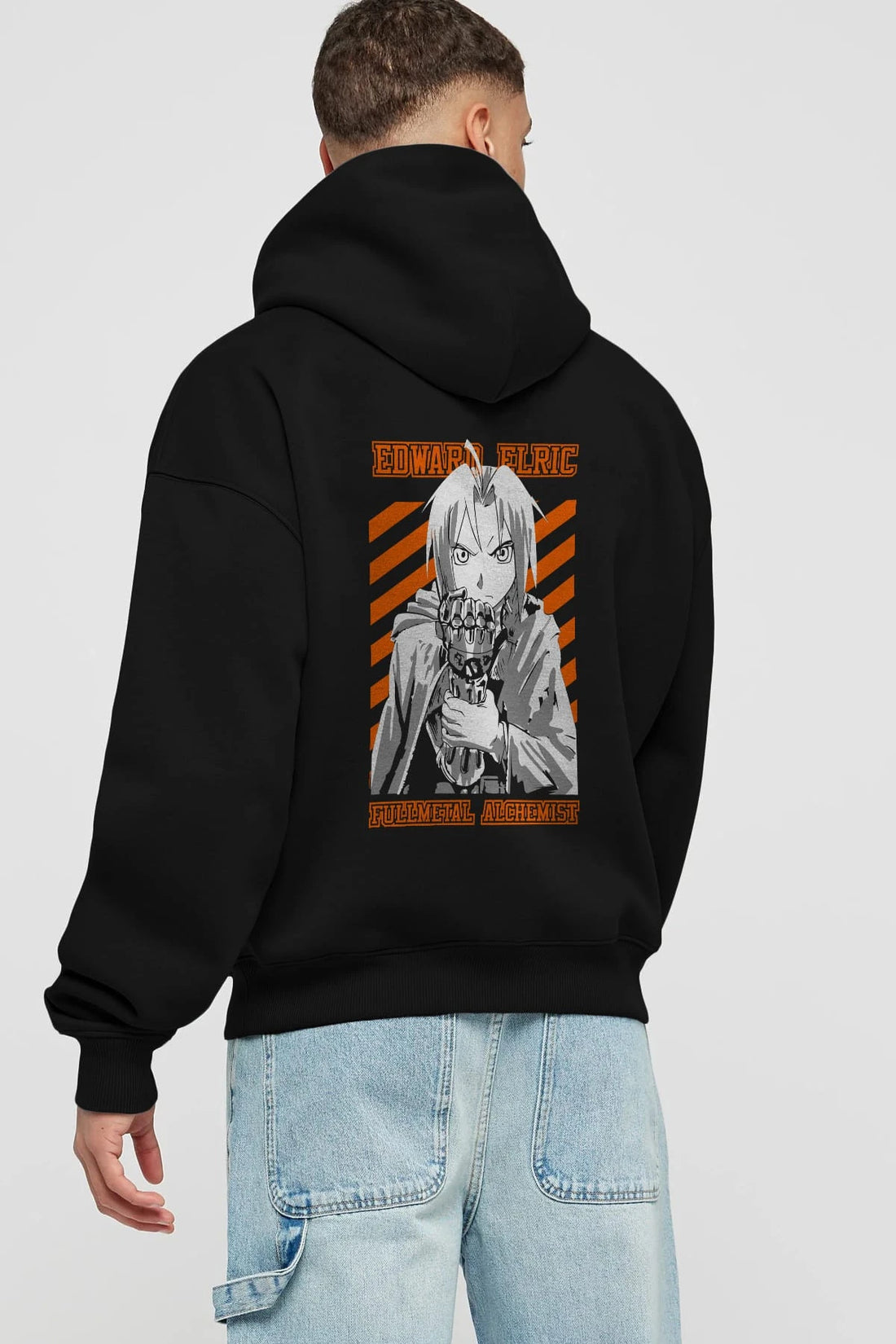 EDWARD ELRIC Anime Arka Baskılı Hoodie Oversize Kapüşonlu Sweatshirt Erkek Kadın Unisex