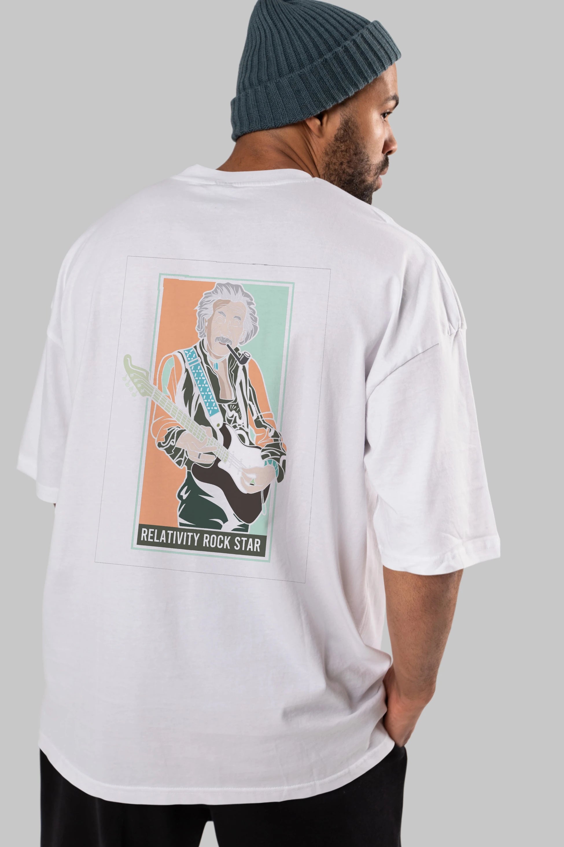 Jimmy Einstein Arka Baskılı Oversize t-shirt Erkek Kadın Unisex %100 Pamuk tişort