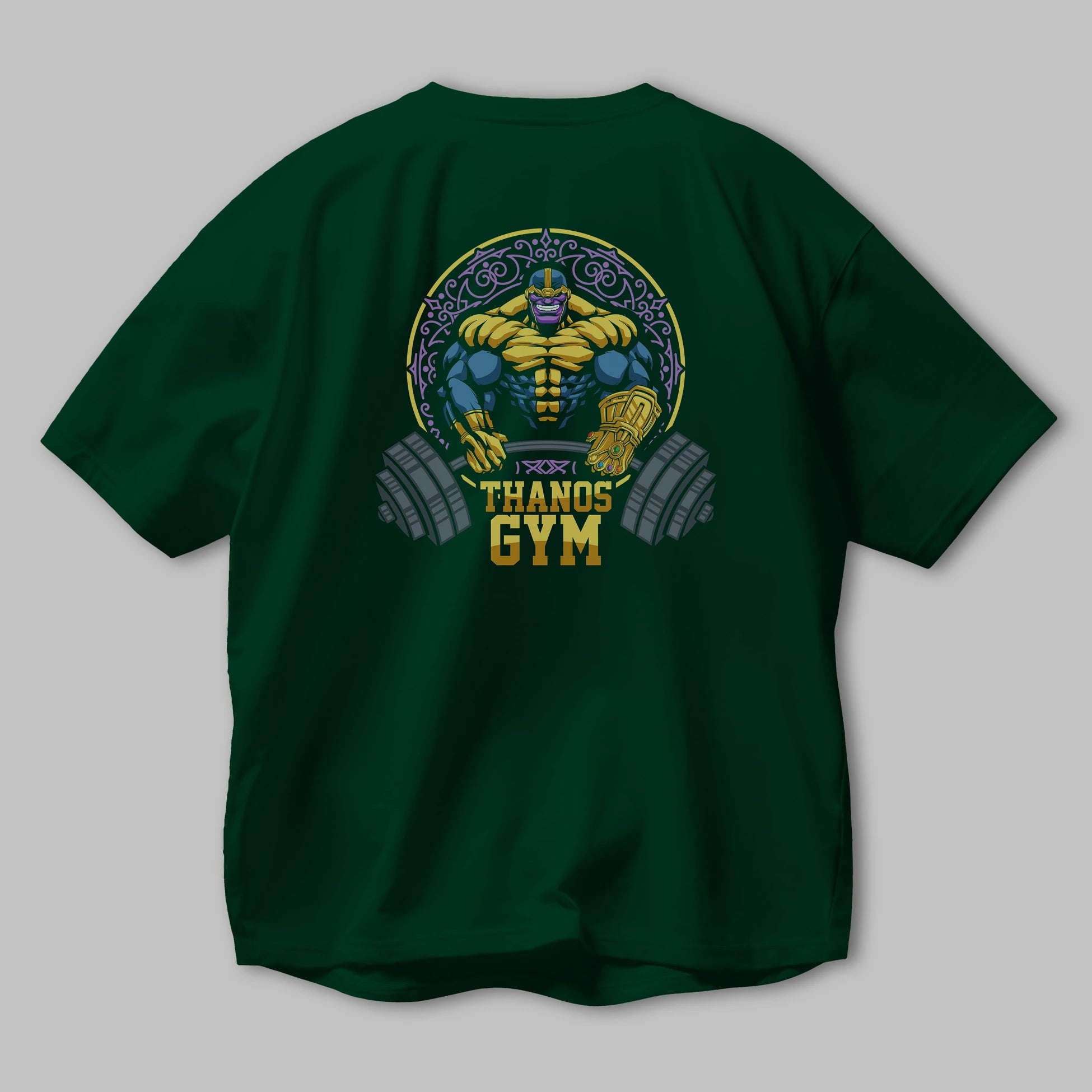 Thanos GYM Arka Baskılı Oversize t-shirt Erkek Kadın Unisex %100 Pamuk Bisiklet Yaka tişort