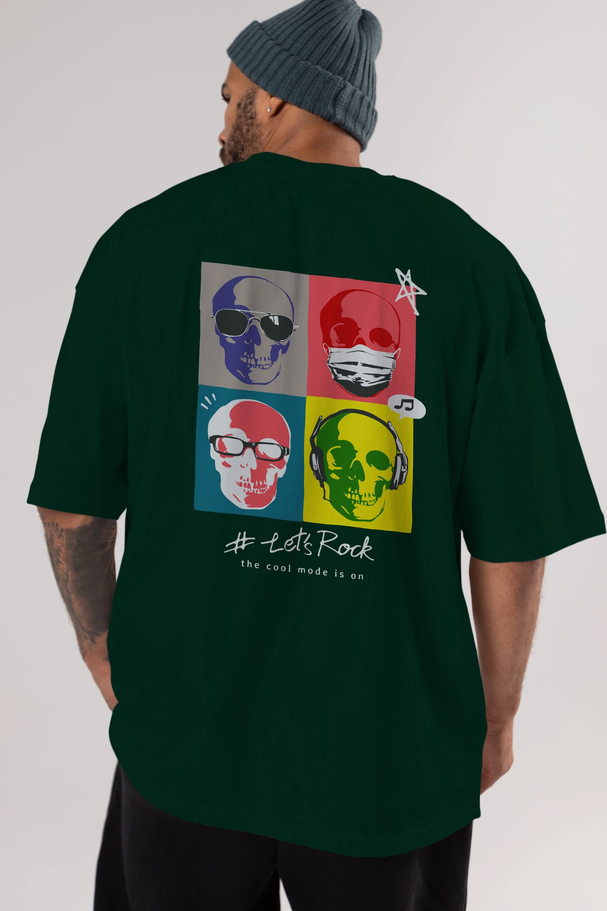 Lets Rock Arka Baskılı Oversize t-shirt Erkek Kadın Unisex