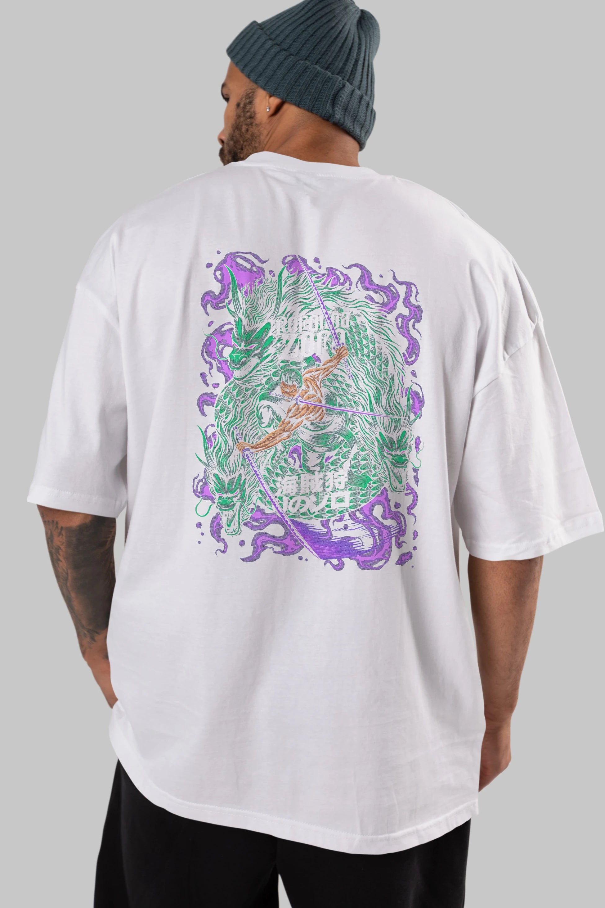 RORONOA ZORO 5 Anime Arka Baskılı Oversize t-shirt Erkek Kadın Unisex