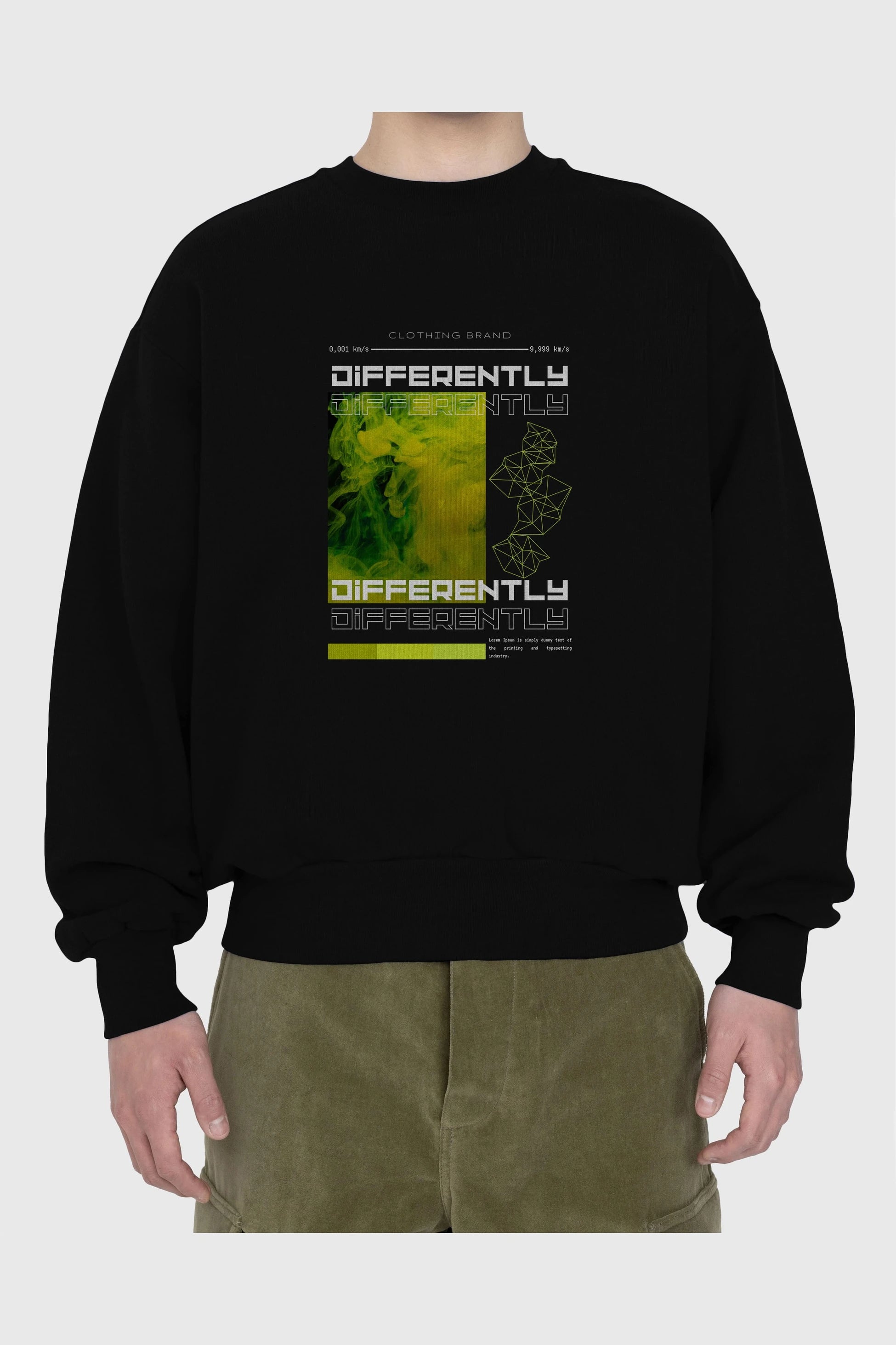 Differently Yazılı Ön Baskılı Oversize Sweatshirt Erkek Kadın Unisex