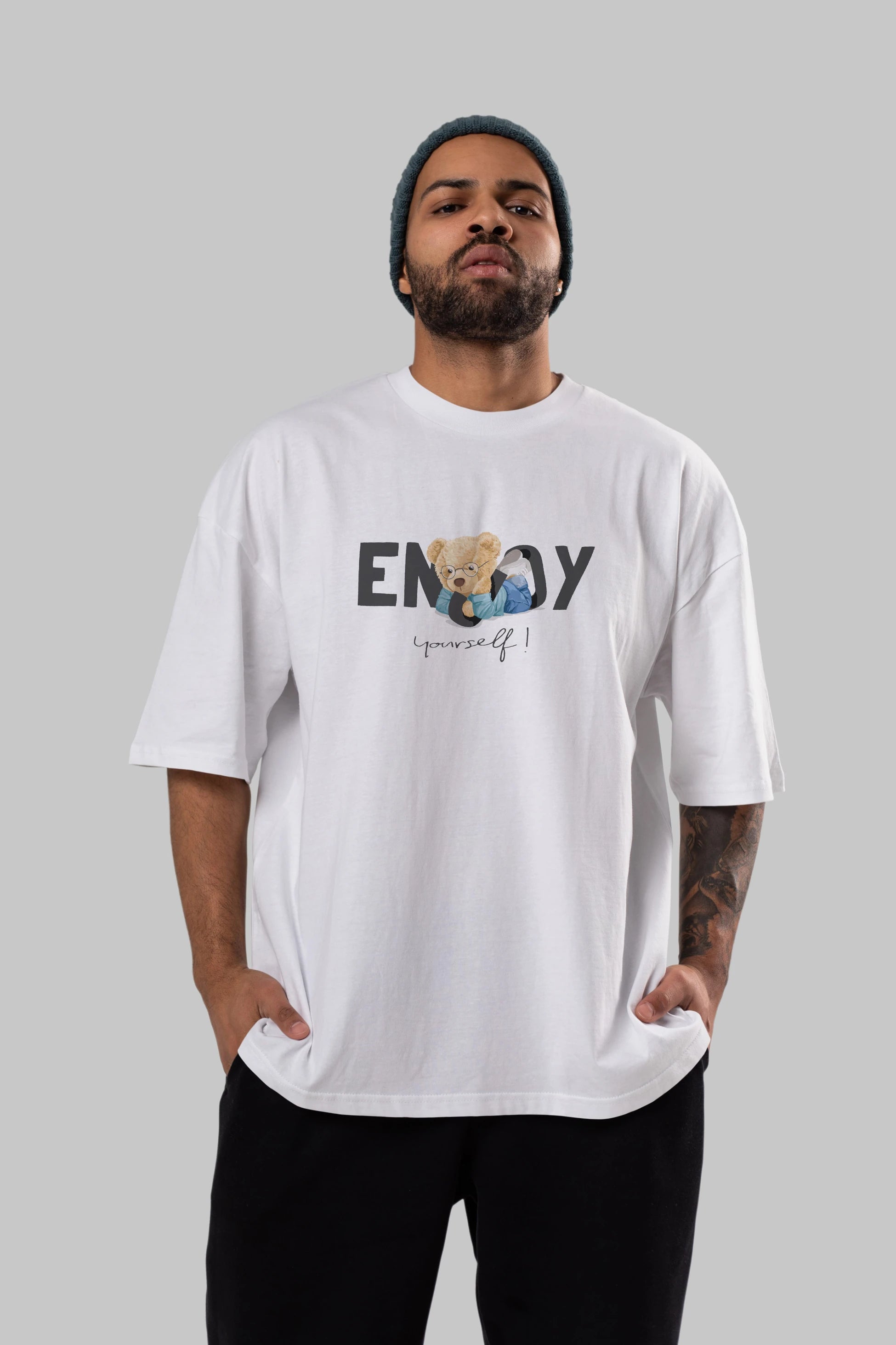 Teddy Bear Yourself Ön Baskılı Oversize t-shirt Erkek Kadın Unisex %100 Pamuk