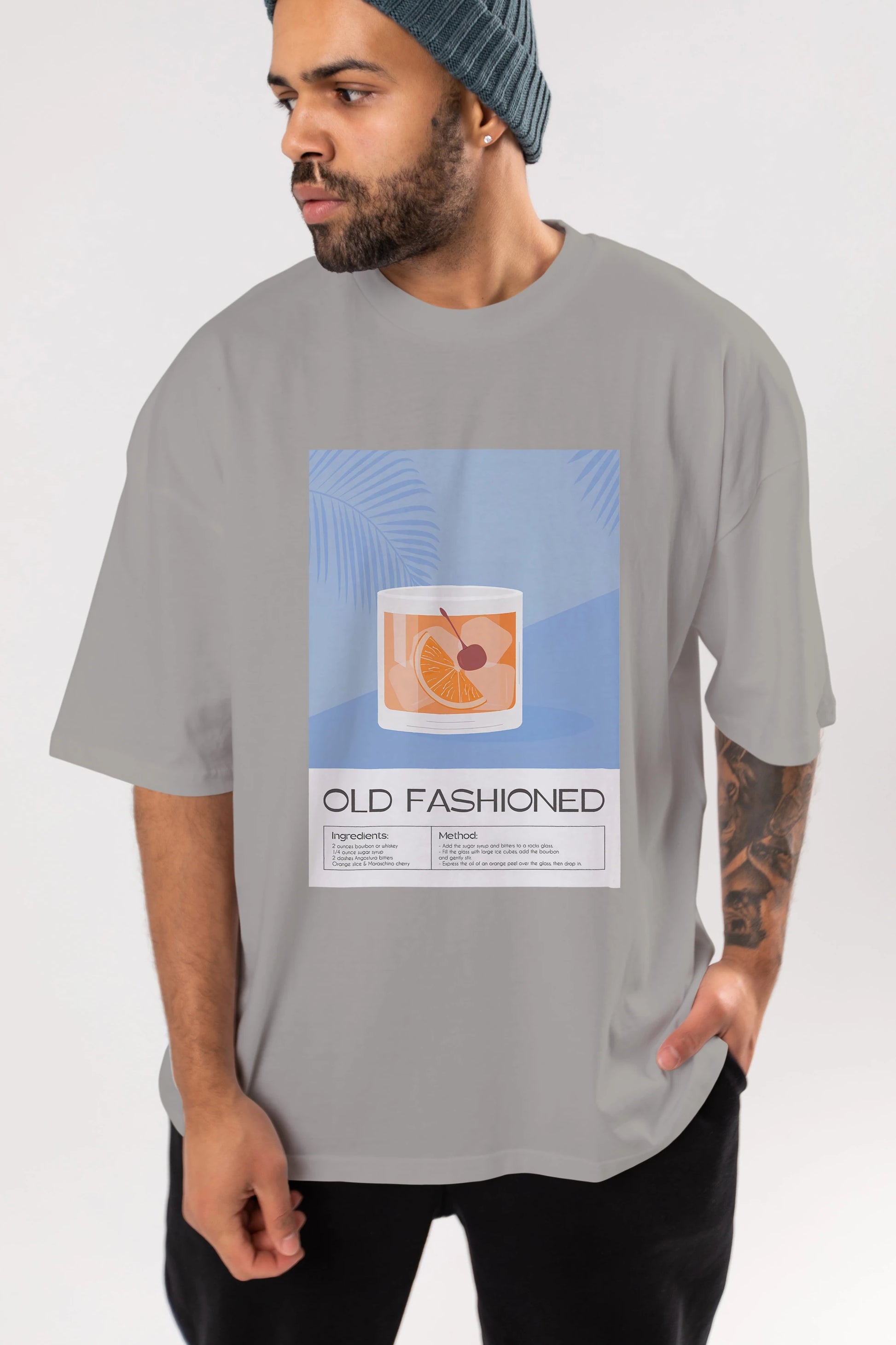 Old Fashioned 3 Ön Baskılı Oversize t-shirt Erkek Kadın Unisex %100 Pamuk Bisiklet Yaka tişort