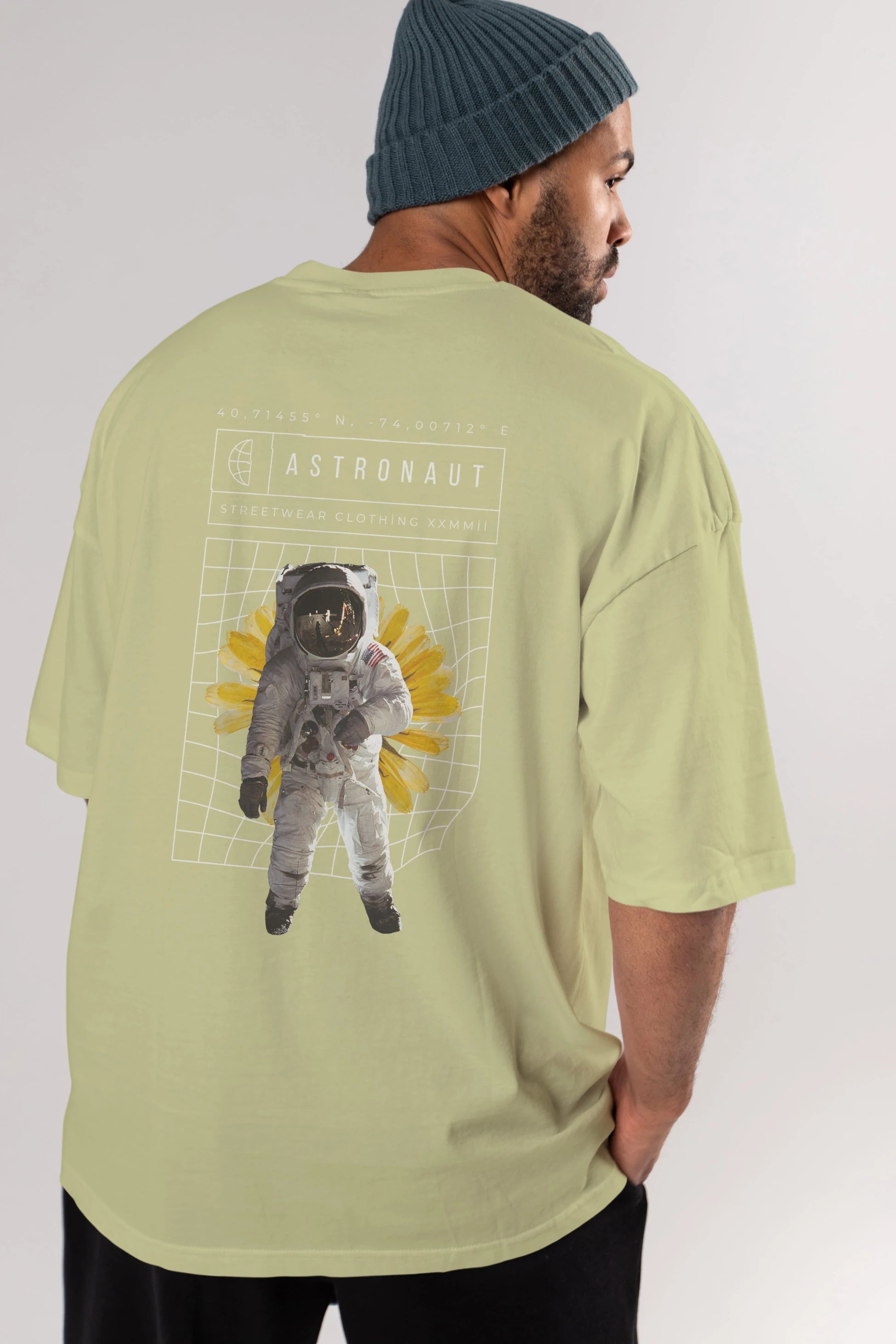 Astronaut Streetwear Arka Baskılı Oversize t-shirt Erkek Kadın Unisex
