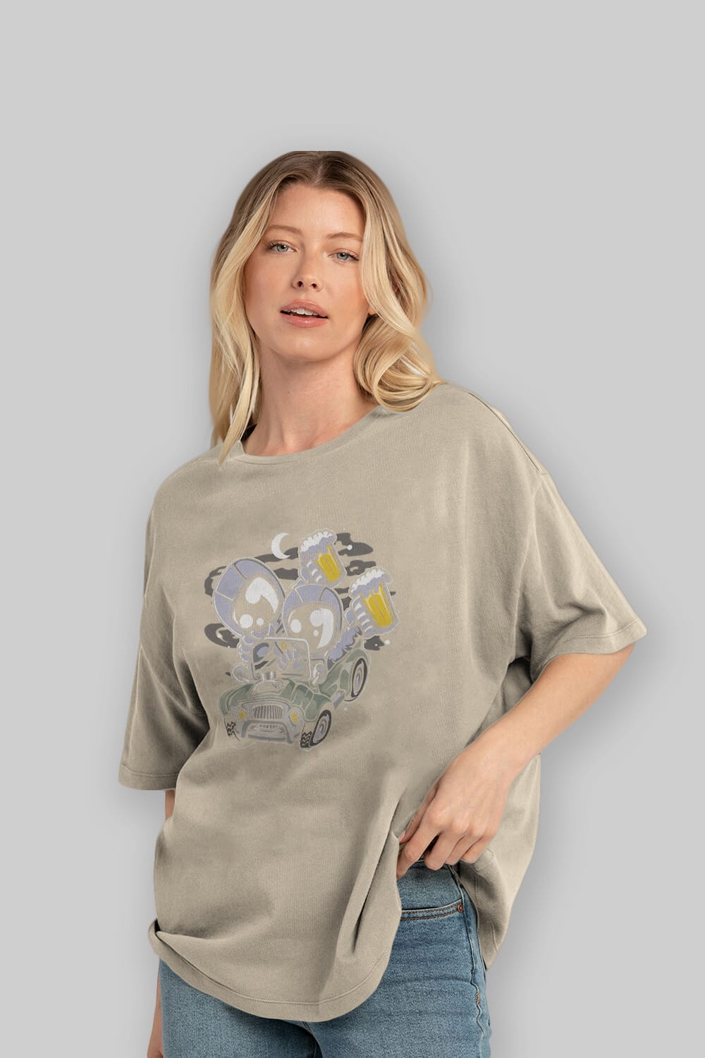 Astronaut Offroad Ön Baskılı Oversize t-shirt Erkek Kadın Unisex