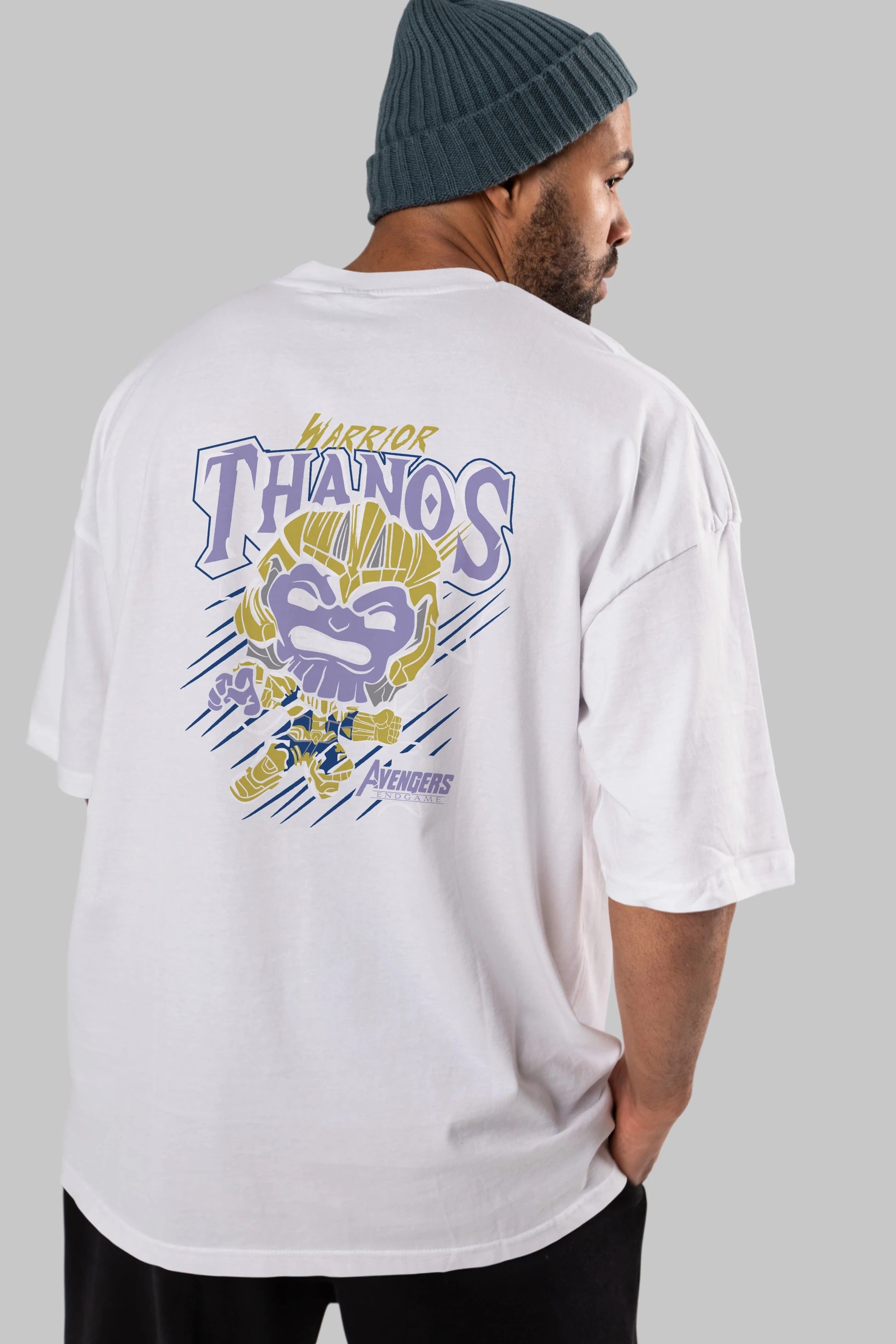 Thanos (2) Arka Baskılı Oversize t-shirt Erkek Kadın Unisex %100 Pamuk Bisiklet Yaka tişort