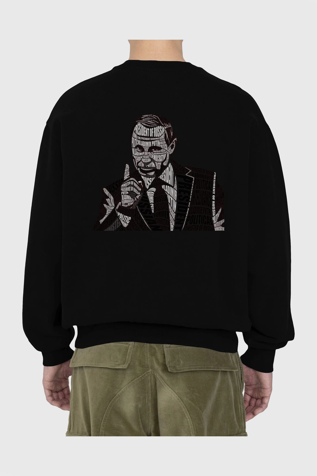 Putin Calligram Arka Baskılı Oversize Sweatshirt Erkek Kadın Unisex