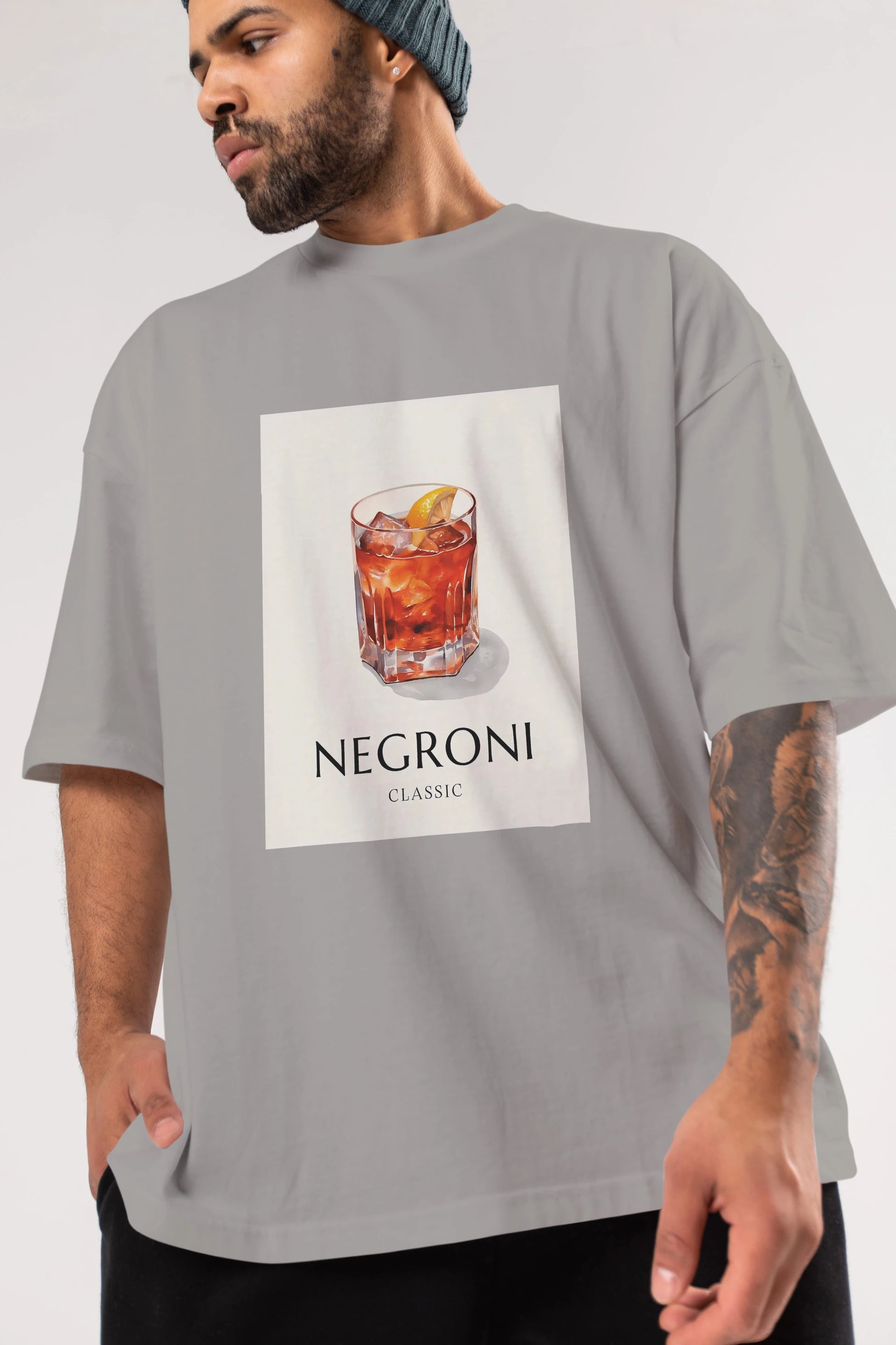 Negroni Classic Ön Baskılı Oversize t-shirt Erkek Kadın Unisex %100 Pamuk Bisiklet Yaka tişort