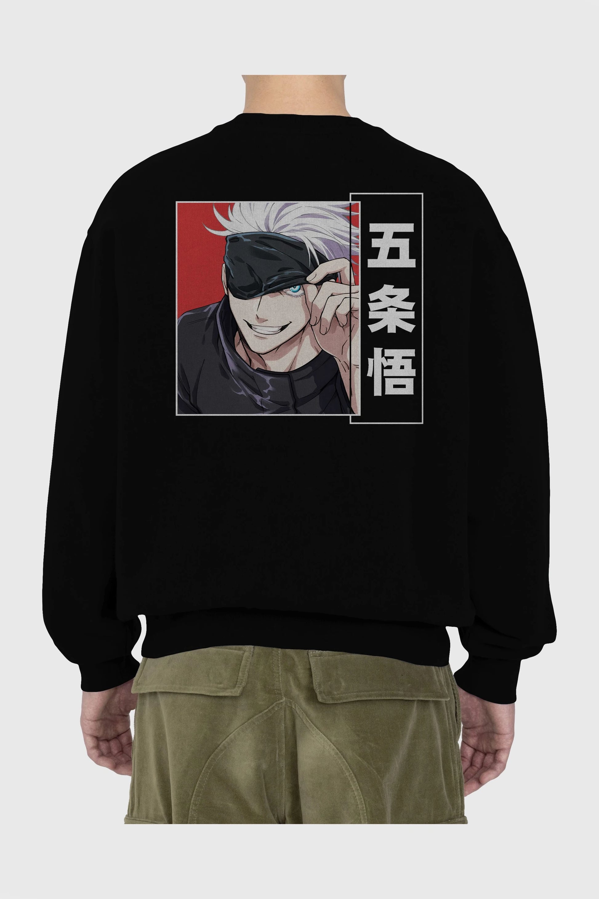 JUJUTSU KAISEN Anime Arka Baskılı Oversize Sweatshirt Erkek Kadın Unisex