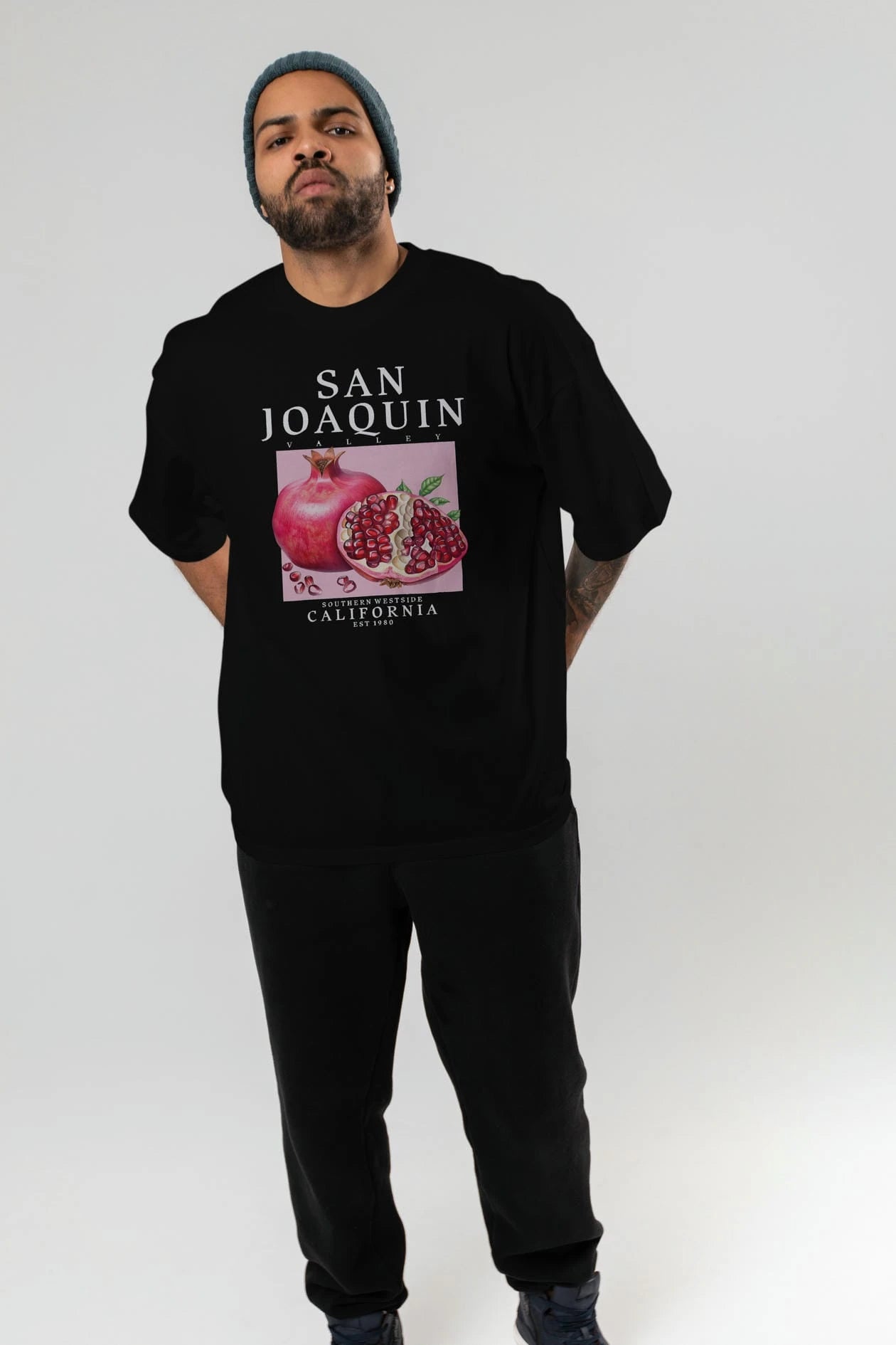 San Joaquin Nar Ön Baskılı Oversize t-shirt Erkek Kadın Pamuk Bisiklet Yaka tişort