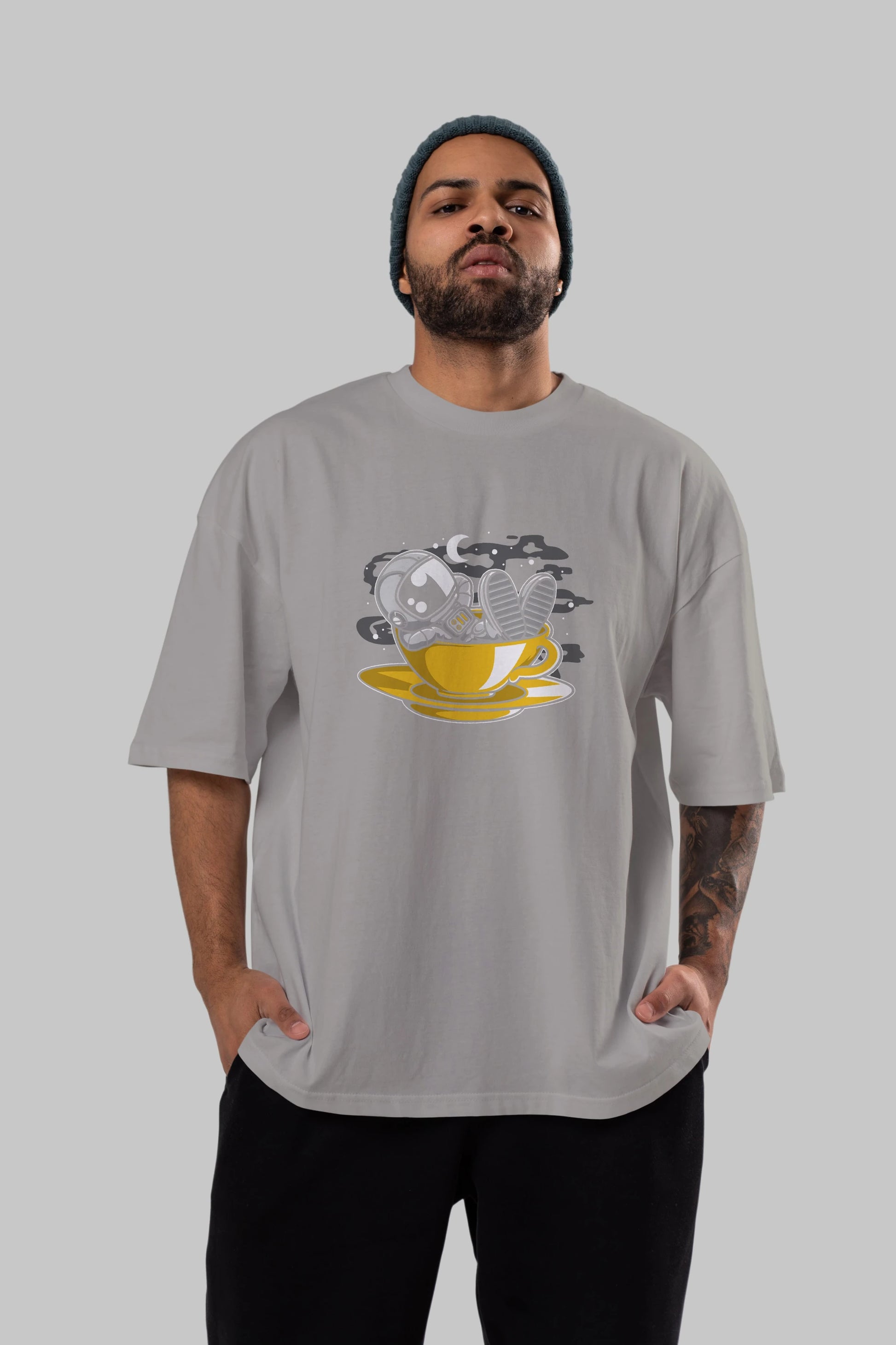 Astronaut Relax Ön Baskılı Oversize t-shirt Erkek Kadın Unisex