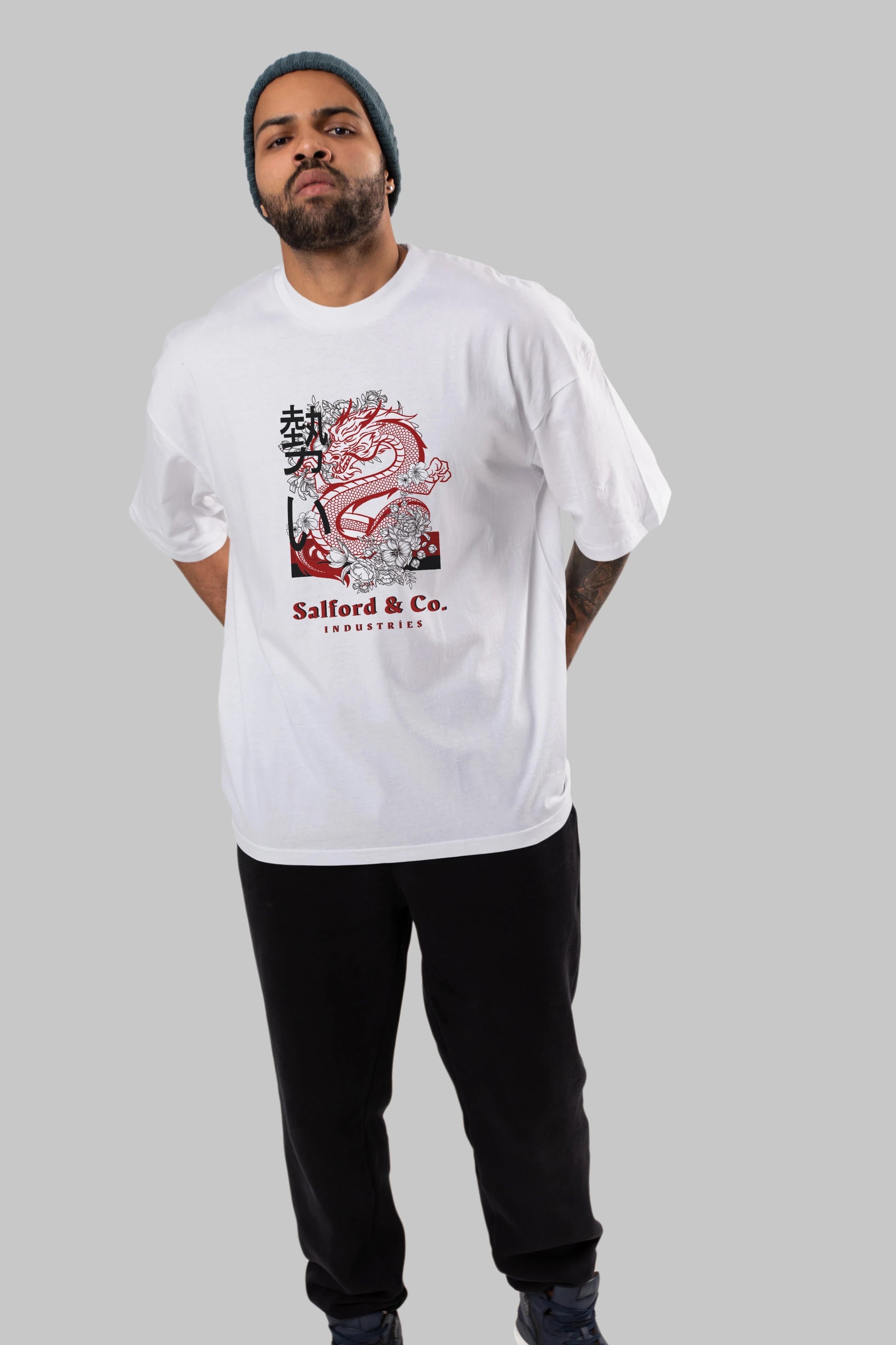 Dragon Ön Baskılı Oversize t-shirt Erkek Kadın Unisex