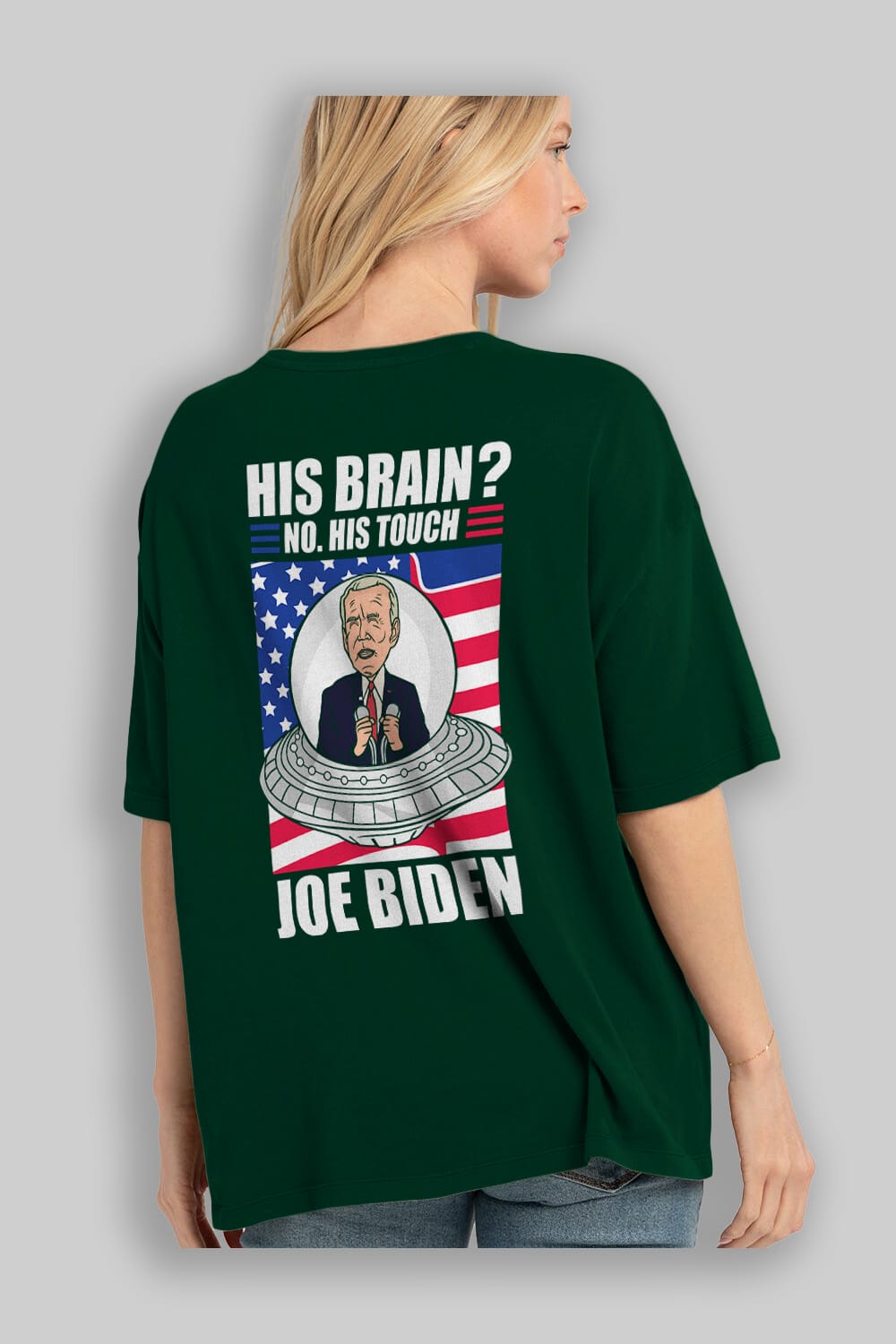 Alien Biden Arka Baskılı Oversize t-shirt Erkek Kadın Unisex %100 Pamuk tişort