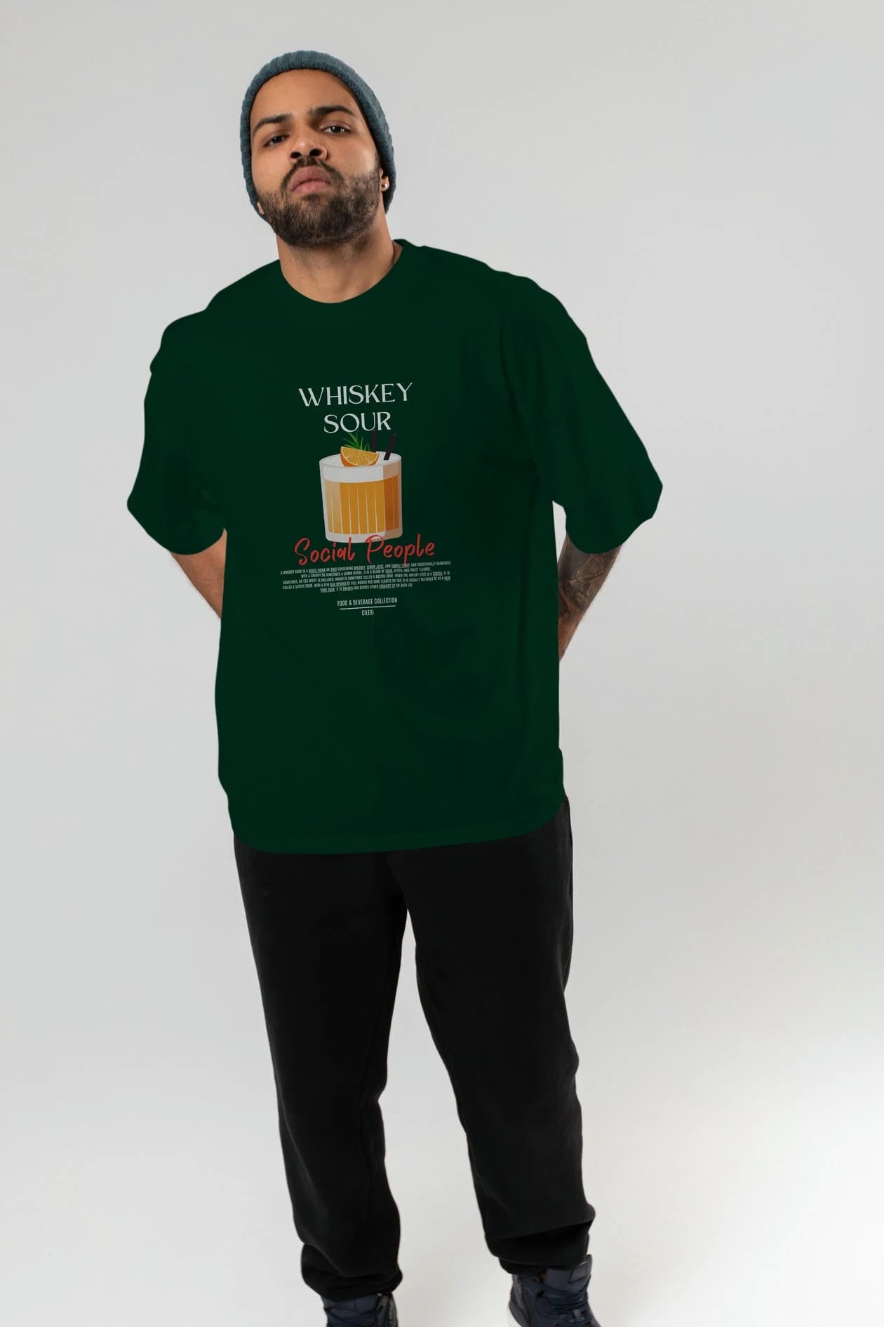 Whıskey Sour Kokteyl Serisi ön Baskılı Oversize t-shirt Erkek Kadın %100 Pamuk Bisiklet Yaka tişort