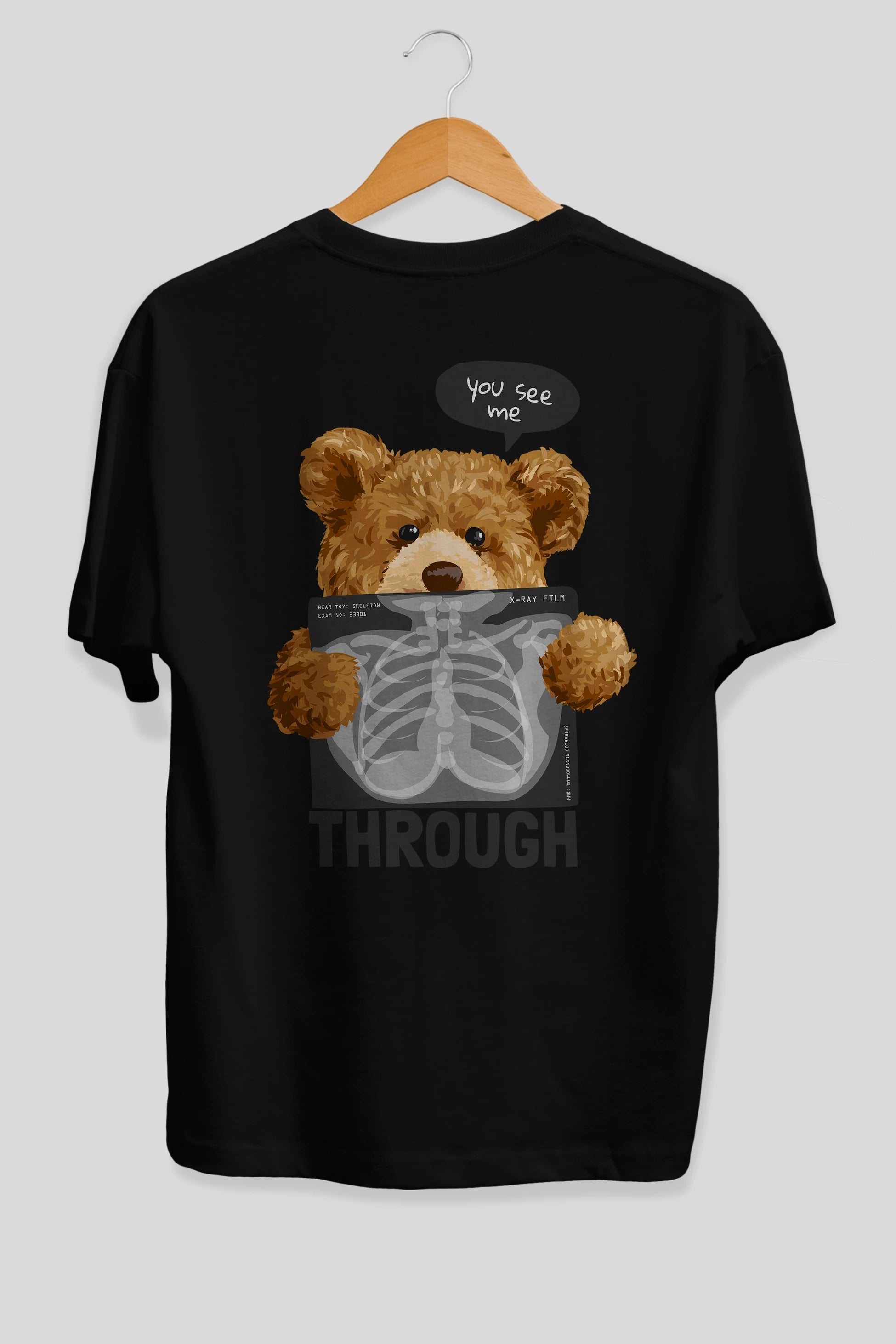 Teddy Bear Trough Arka Baskılı Oversize t-shirt Erkek Kadın Unisex %100 Pamuk
