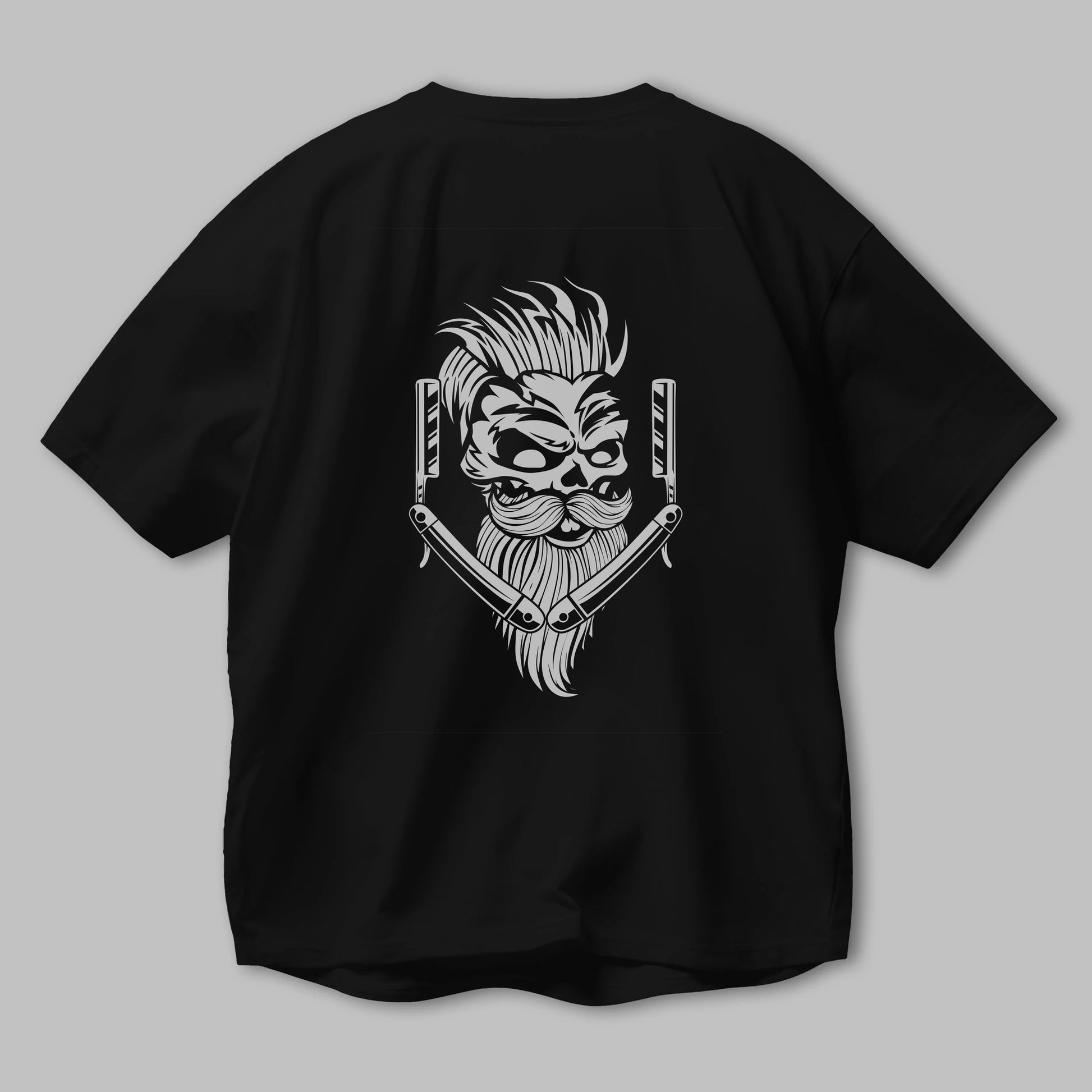 Skull Beard Arka Baskılı Oversize t-shirt Erkek Kadın Unisex %100 Pamuk tişort
