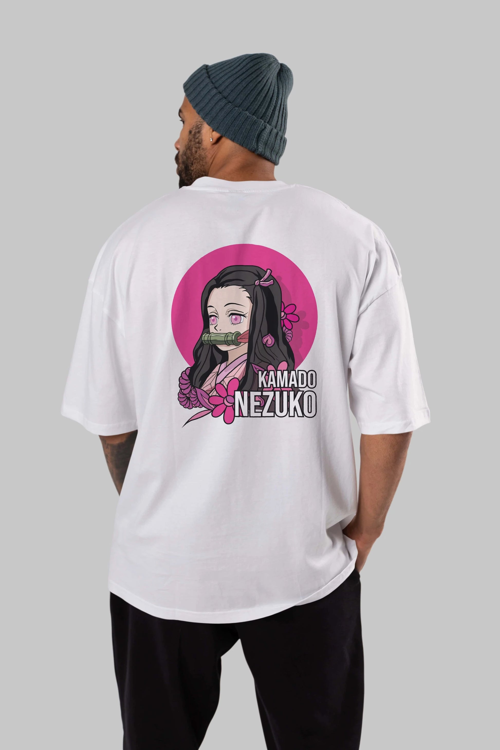 Nezuko Kamado 2 Anime Arka Baskılı Oversize t-shirt Erkek Kadın Unisex