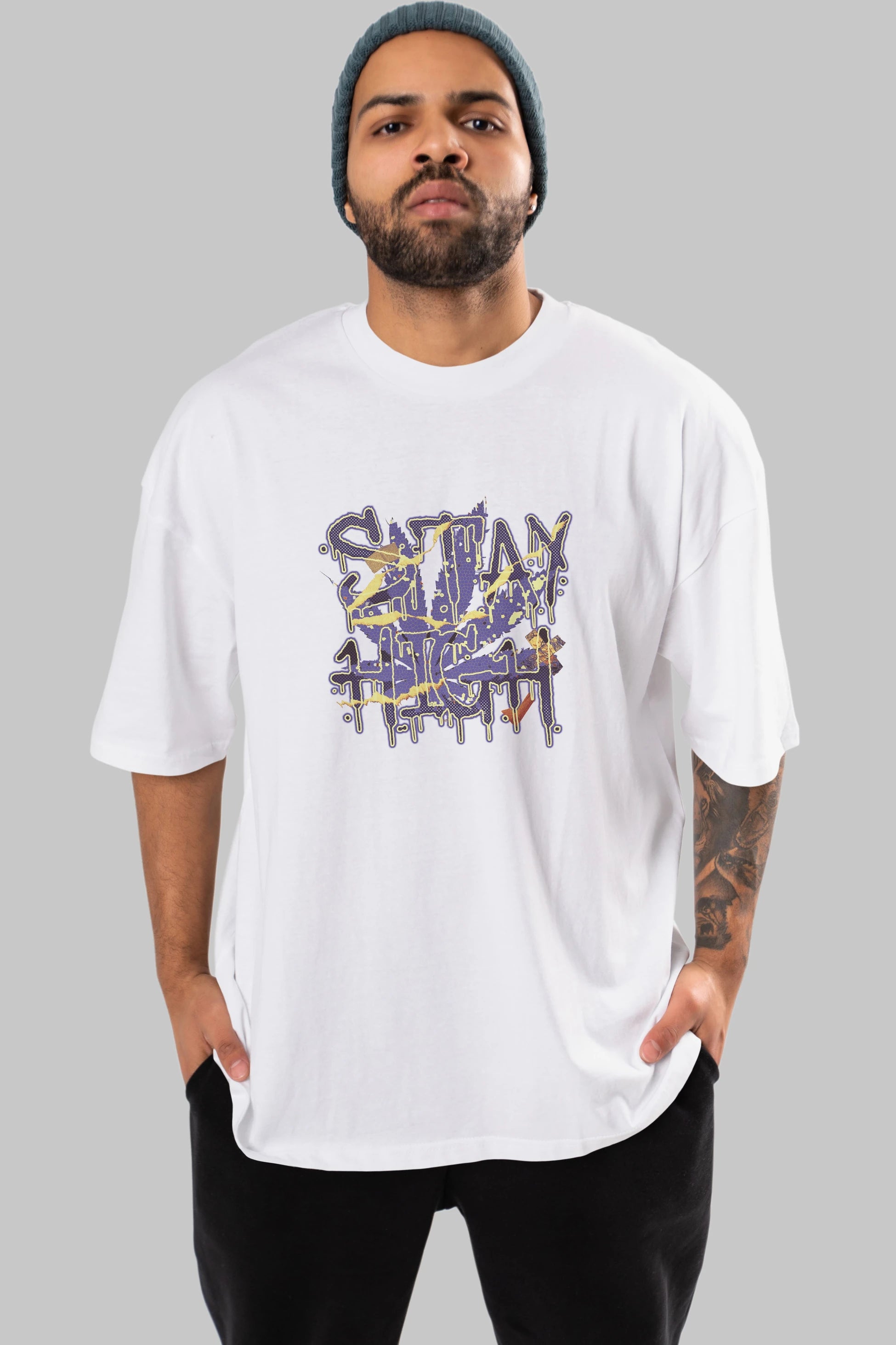 Stay High Ön Baskılı Oversize t-shirt Erkek Kadın Unisex