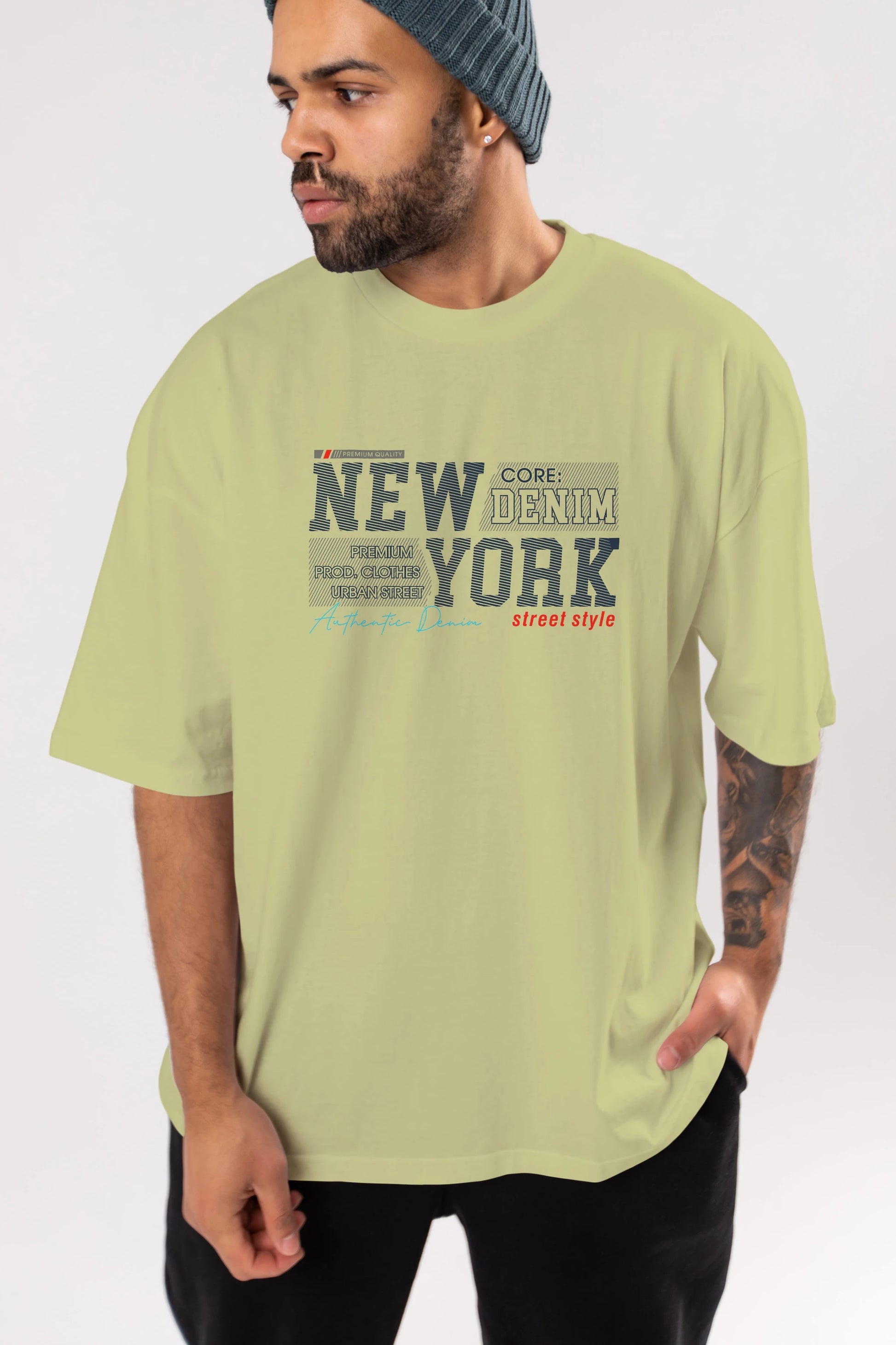 New York Street Ön Baskılı Oversize t-shirt Erkek Kadın Unisex