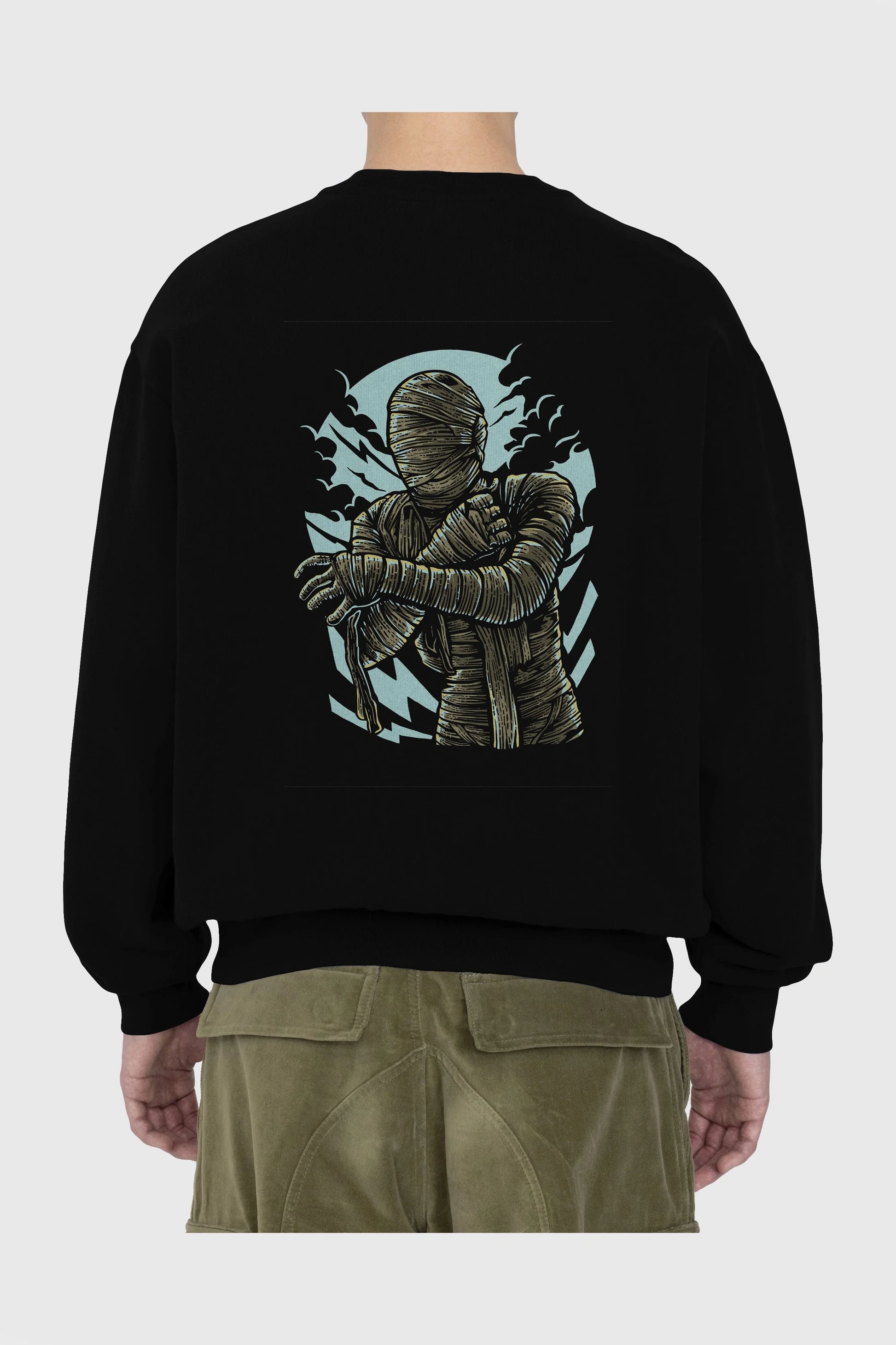 The Mummy Arka Baskılı Oversize Sweatshirt Erkek Kadın Unisex
