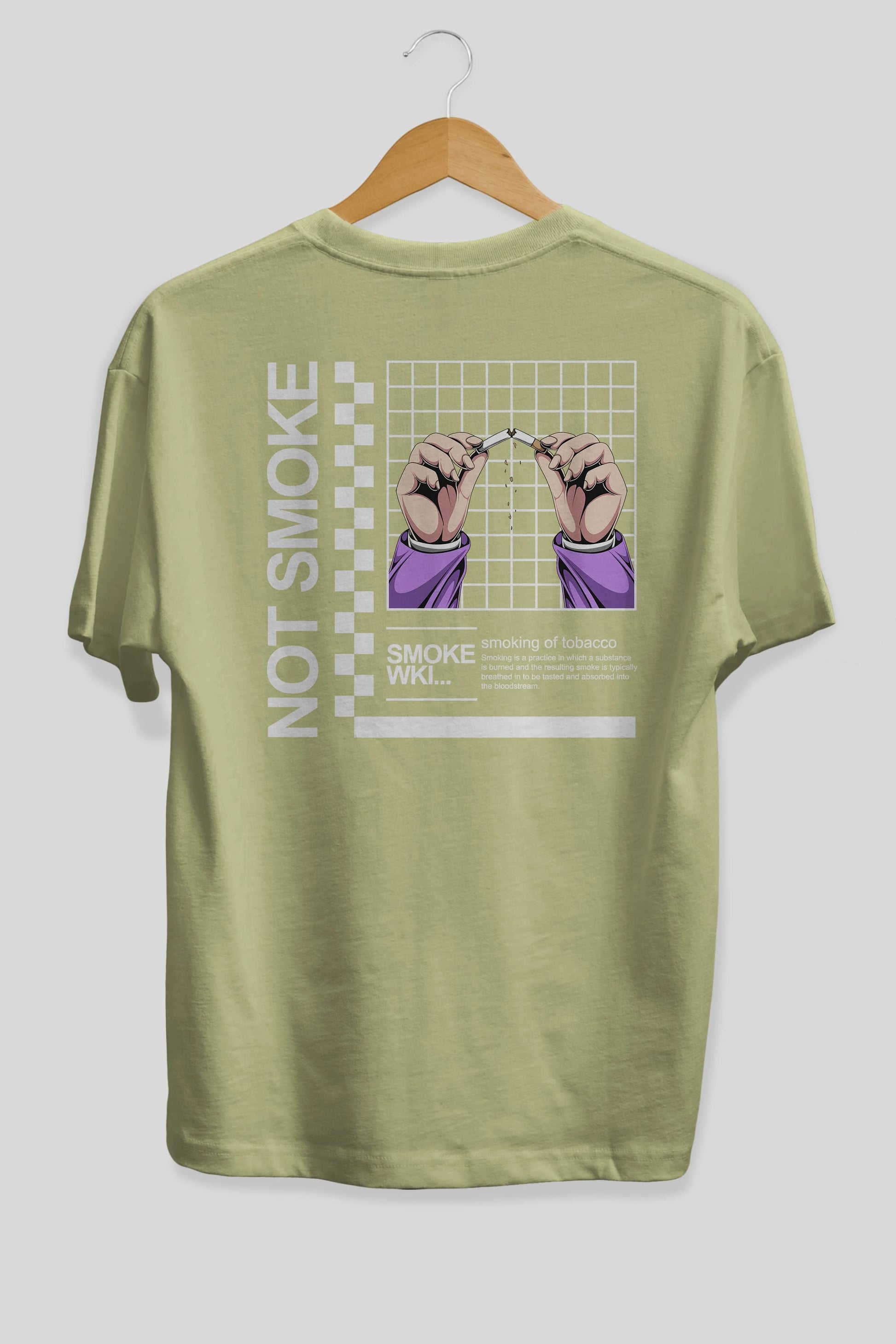 Not Smoke Arka Baskılı Oversize t-shirt Erkek Kadın Unisex
