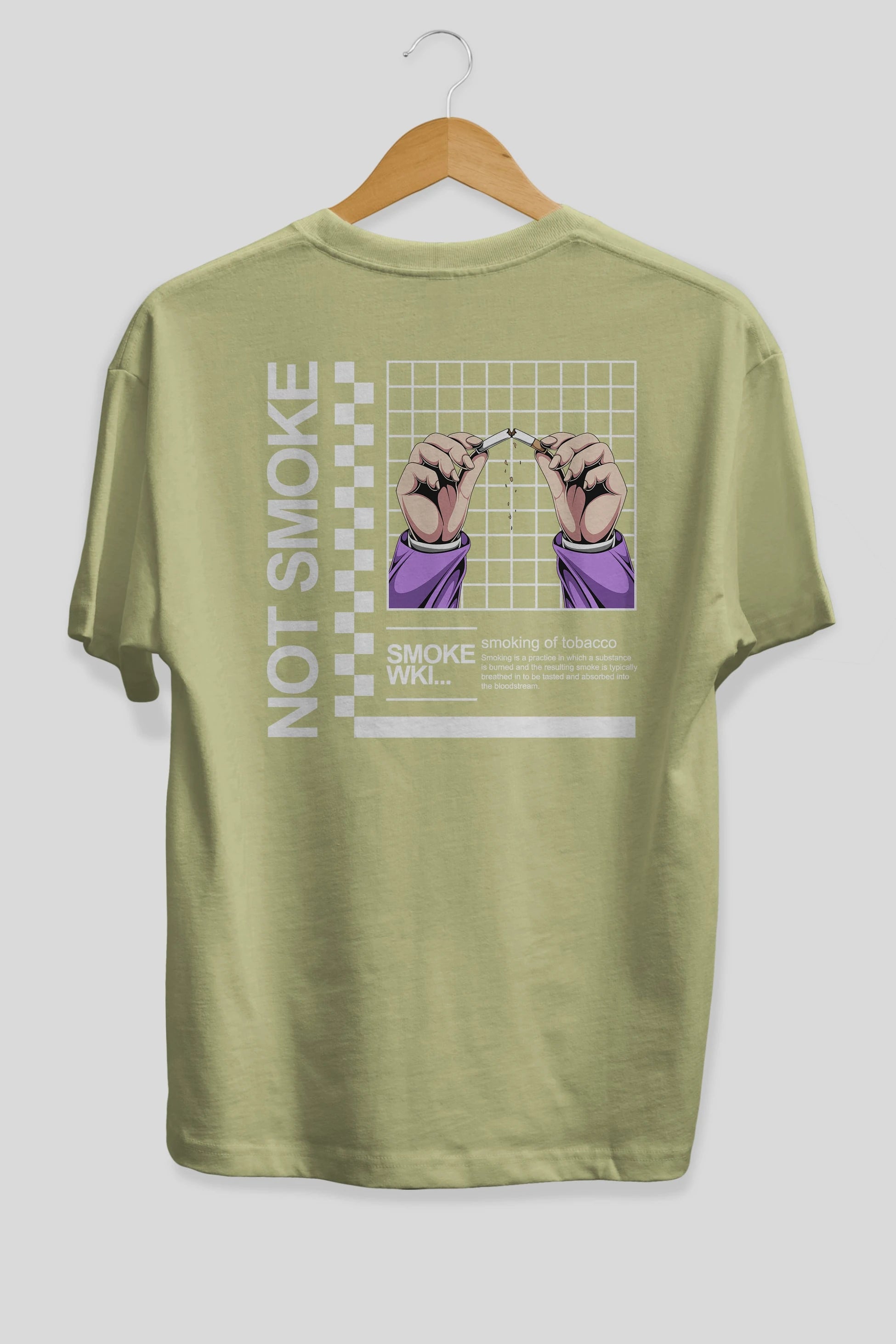 Not Smoke Arka Baskılı Oversize t-shirt Erkek Kadın Unisex