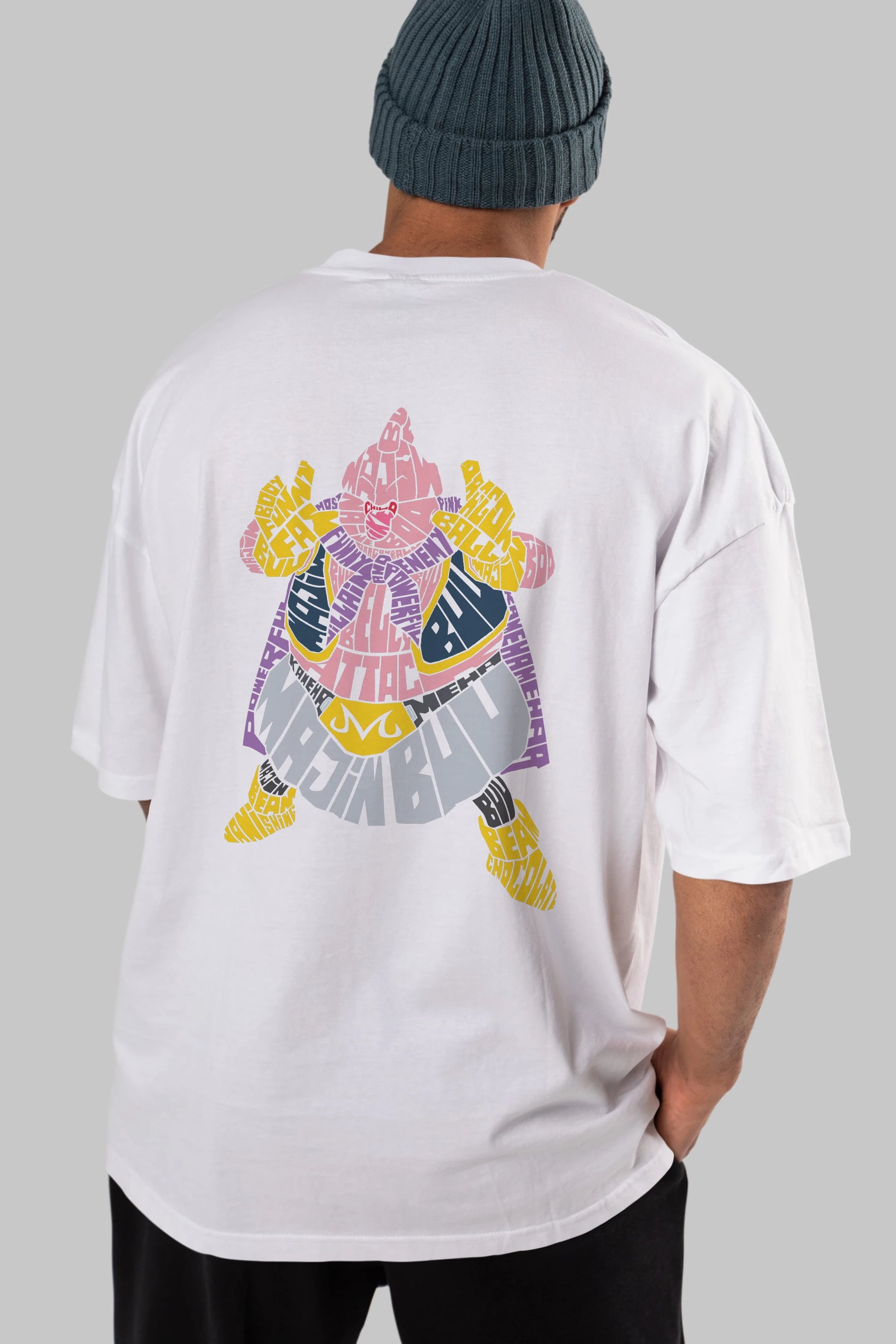 Majin Buu Arka Baskılı Oversize t-shirt %100 pamuk Erkek Kadın Unisex