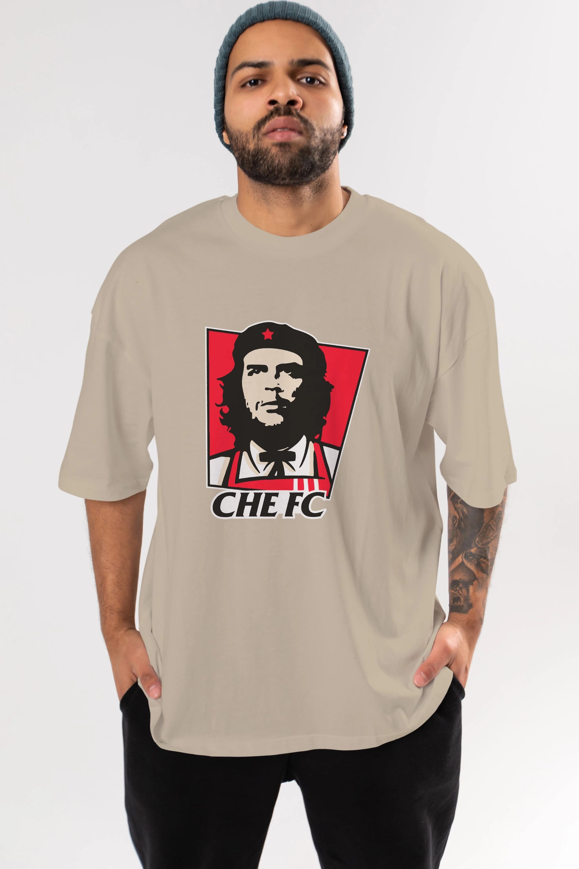 Che FC Ön Baskılı Oversize t-shirt Erkek Kadın Unisex %100 Pamuk Bisiklet Yaka tişort
