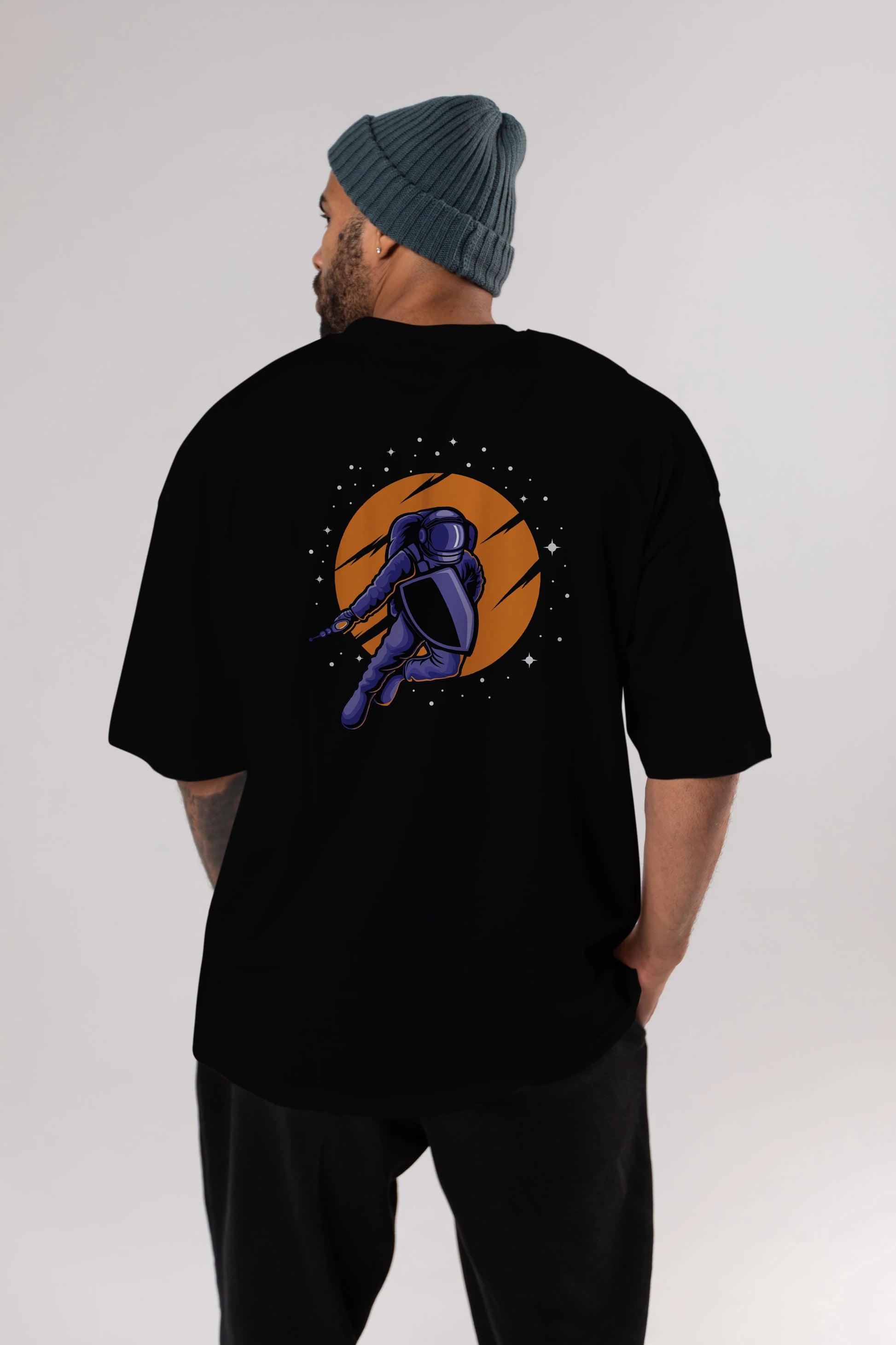 Astro Wars Arka Baskılı Oversize t-shirt Erkek Kadın Unisex