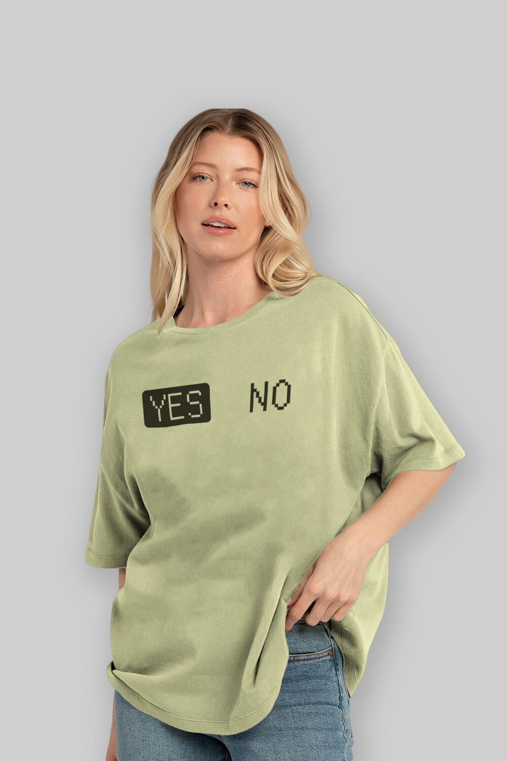 Yes No Ön Baskılı Oversize t-shirt %100 pamuk Erkek Kadın Unisex