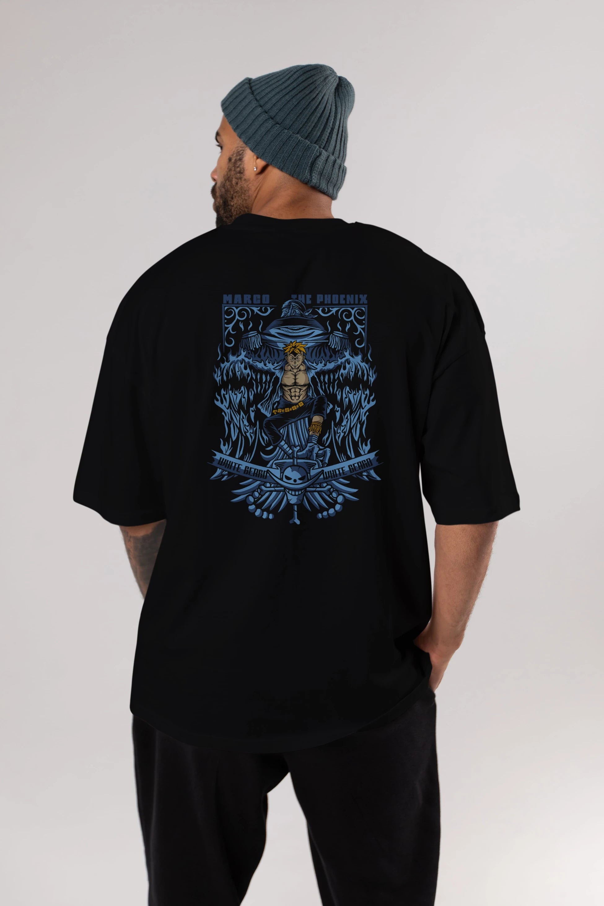 MARCO EL FENIX One Piece Anime Arka Baskılı Oversize t-shirt Erkek Kadın Unisex
