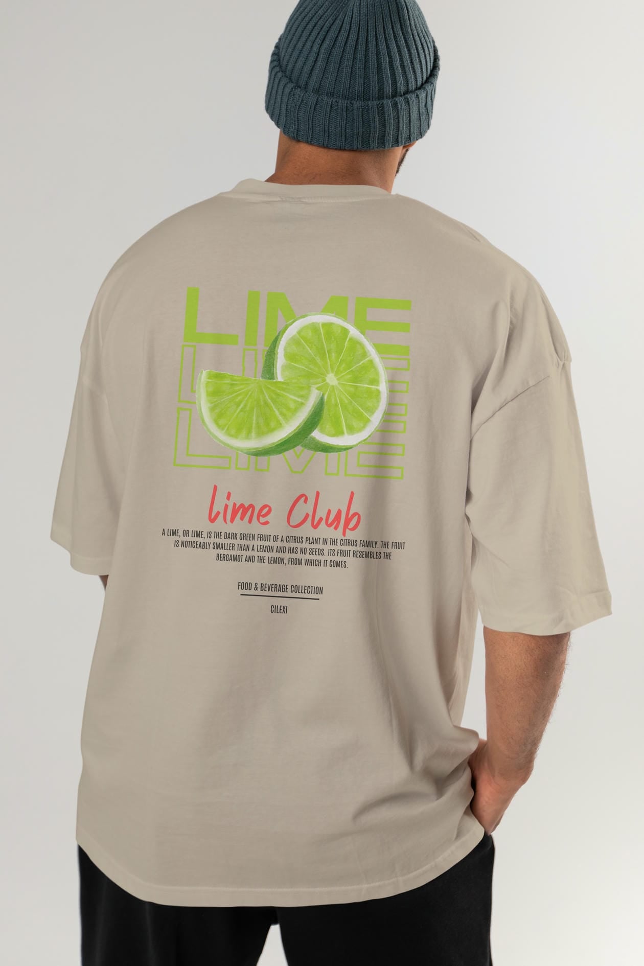 Lime Kokteyl Serisi Baskılı Oversize t-shirt Erkek Kadın Unisex %100 Pamuk Bisiklet Yaka tişort