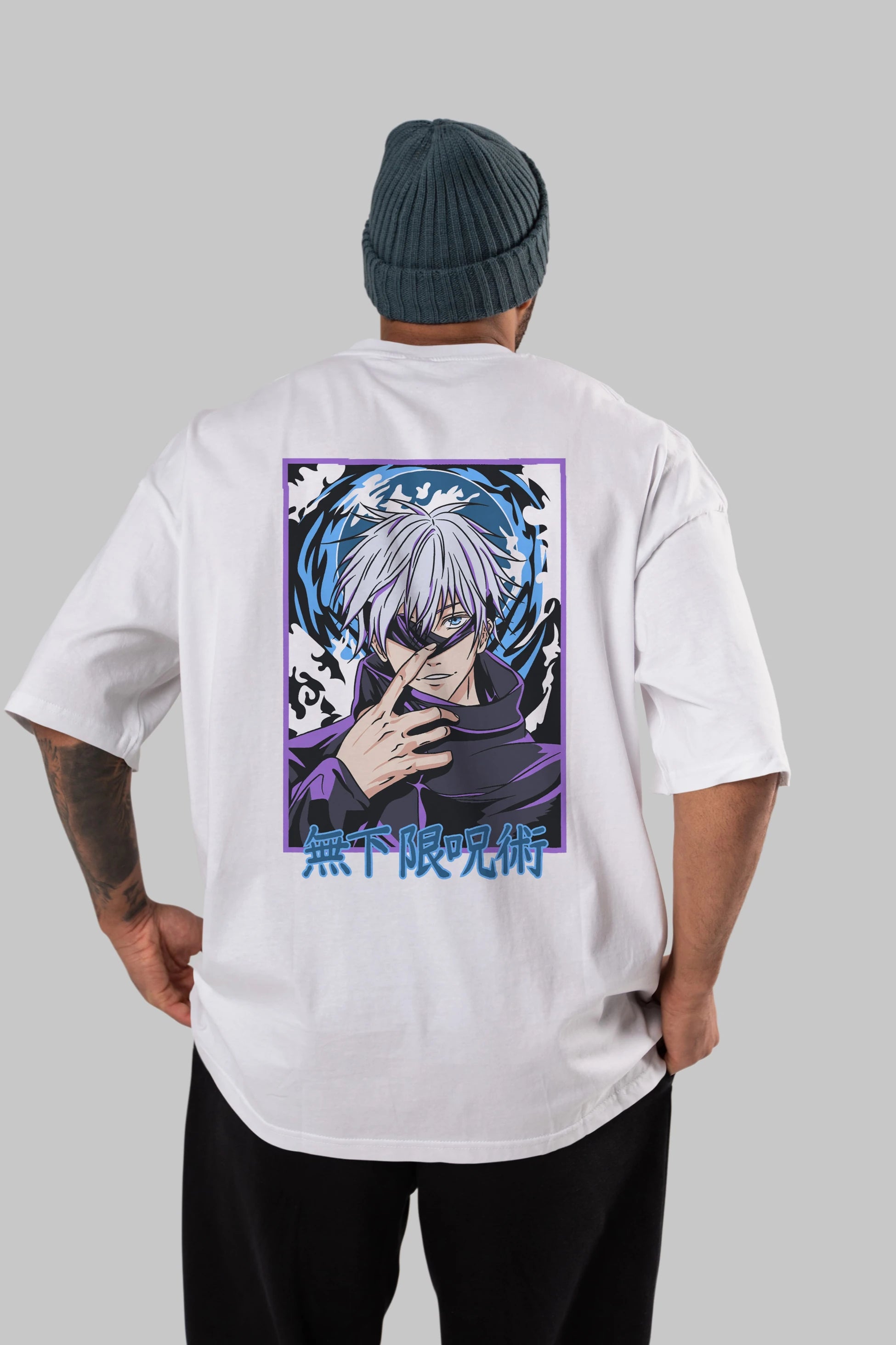SATORU GOJO 3 Anime Arka Baskılı Oversize t-shirt Erkek Kadın Unisex