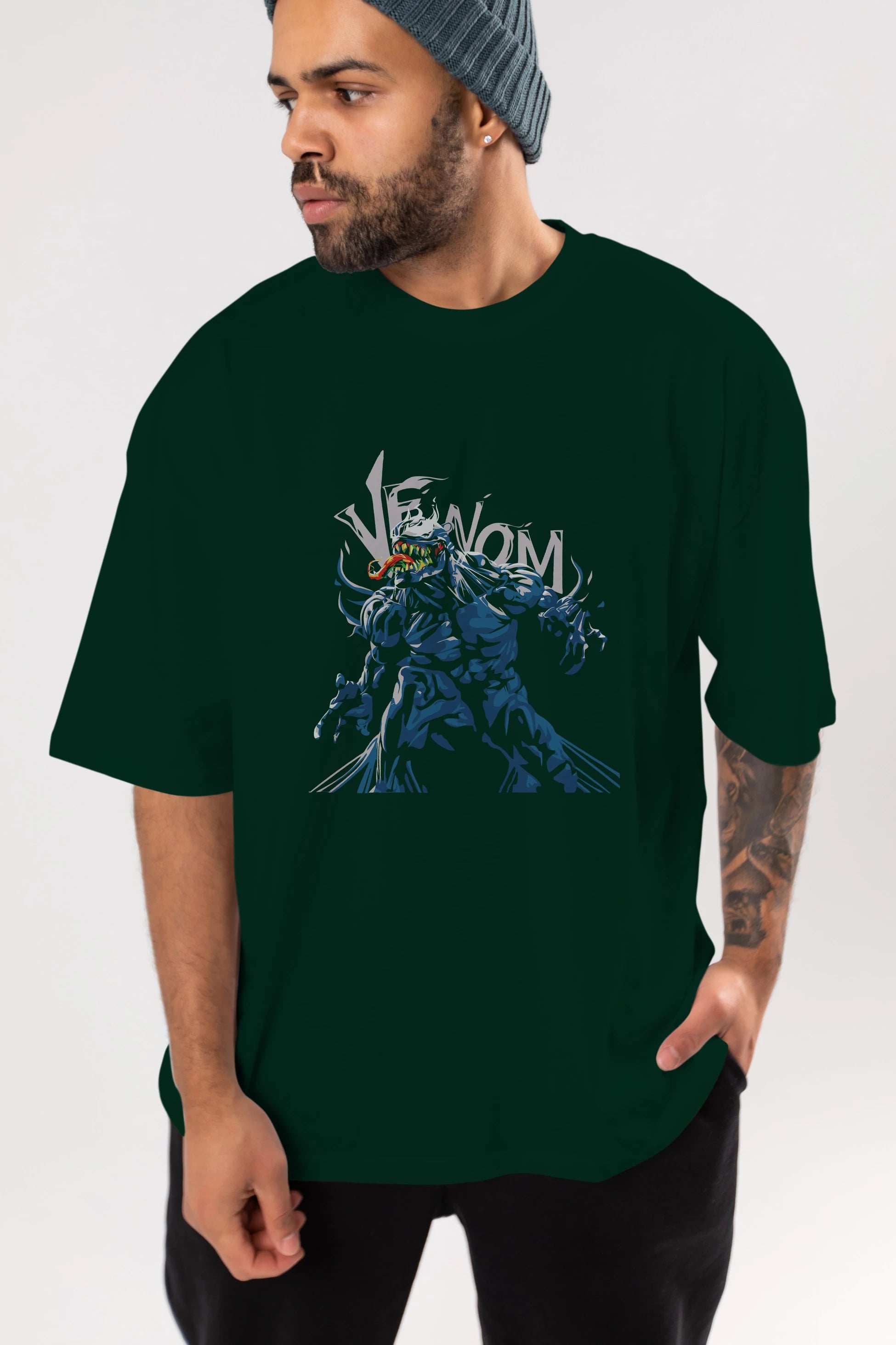 Venom (8) Ön Baskılı Oversize t-shirt Erkek Kadın Unisex %100 Pamuk Bisiklet Yaka tişort