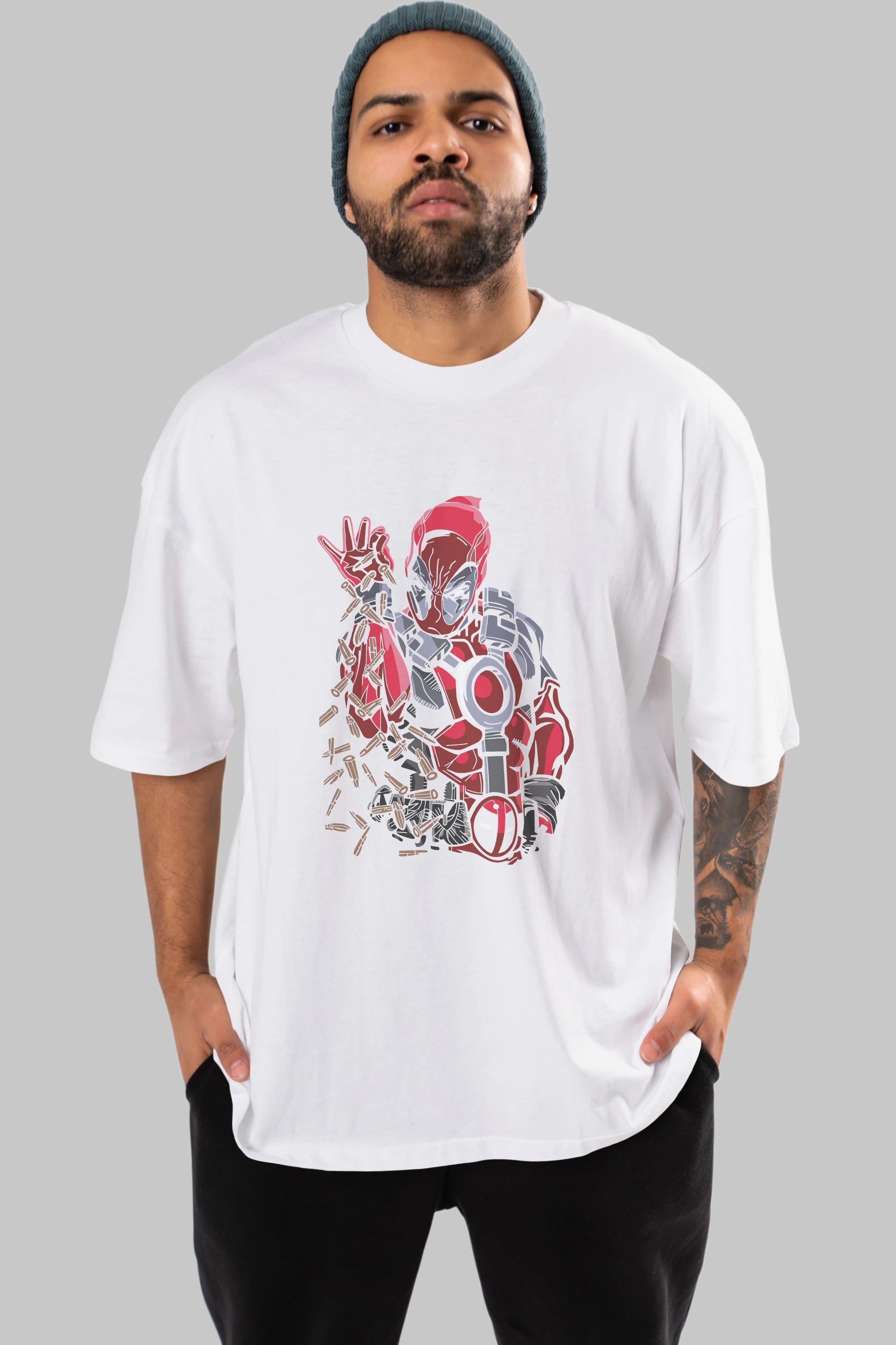 Deadpool (2) Ön Baskılı Oversize t-shirt Erkek Kadın Unisex %100 Pamuk Bisiklet Yaka tişort