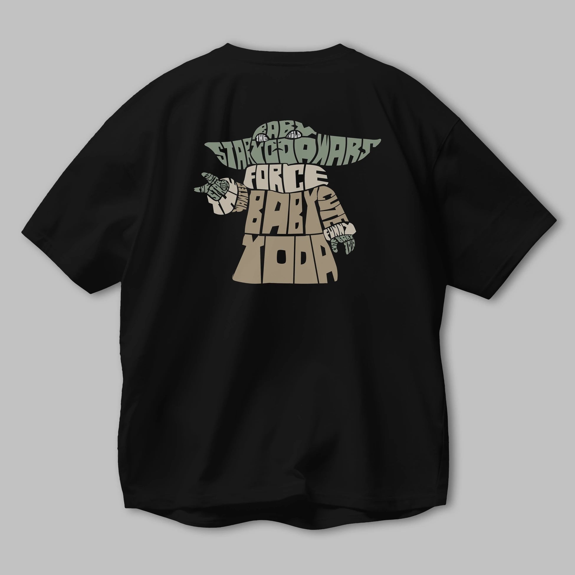 Baby Yoda Arka Baskılı Oversize t-shirt %100 pamuk Erkek Kadın Unisex